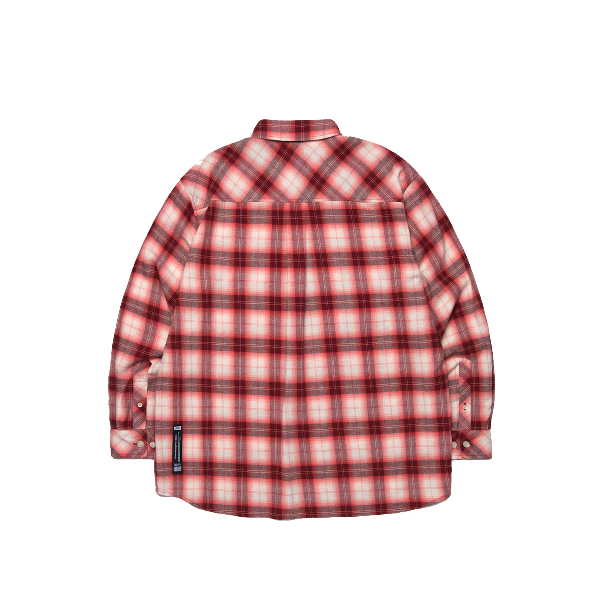 LMC Mens Flame Bear Ombre Plaid Shirt 'Red' - Image 2