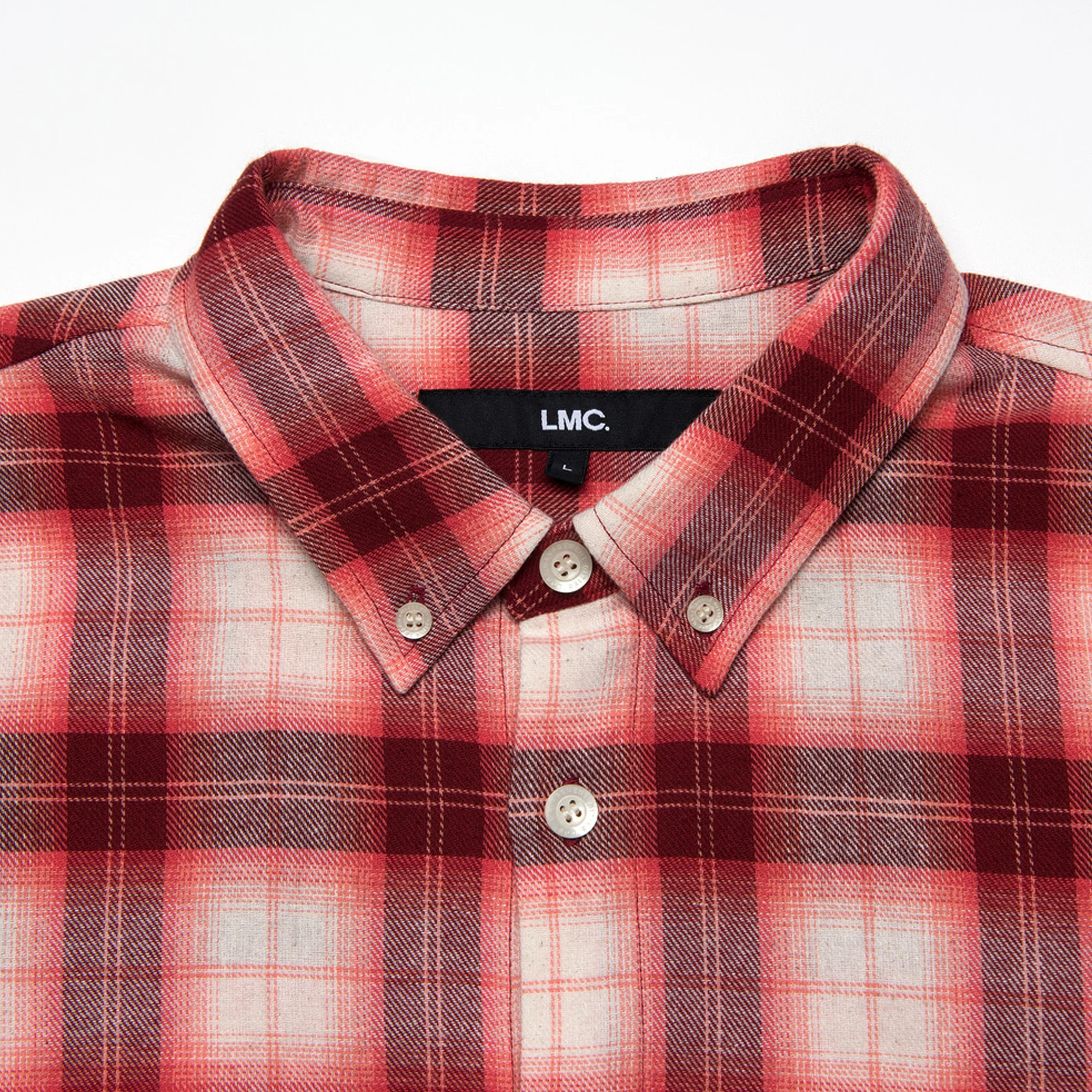 LMC Mens Flame Bear Ombre Plaid Shirt 'Red' - Image 3