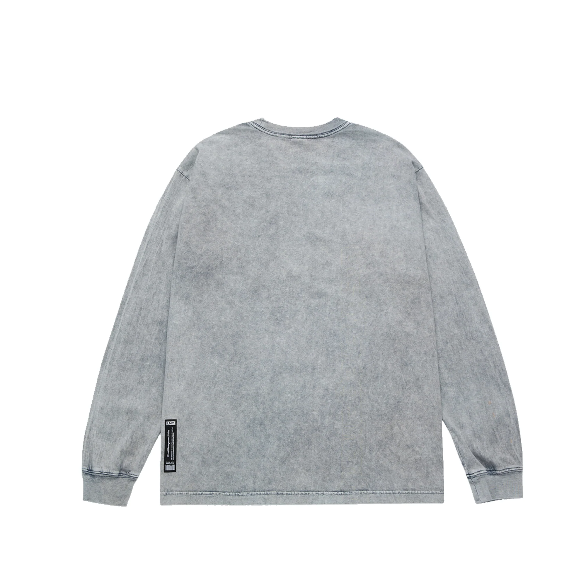 Lost Management Cities Mens Acid Washed Vertical FN Long Sleeve 'Gray' - Image 2