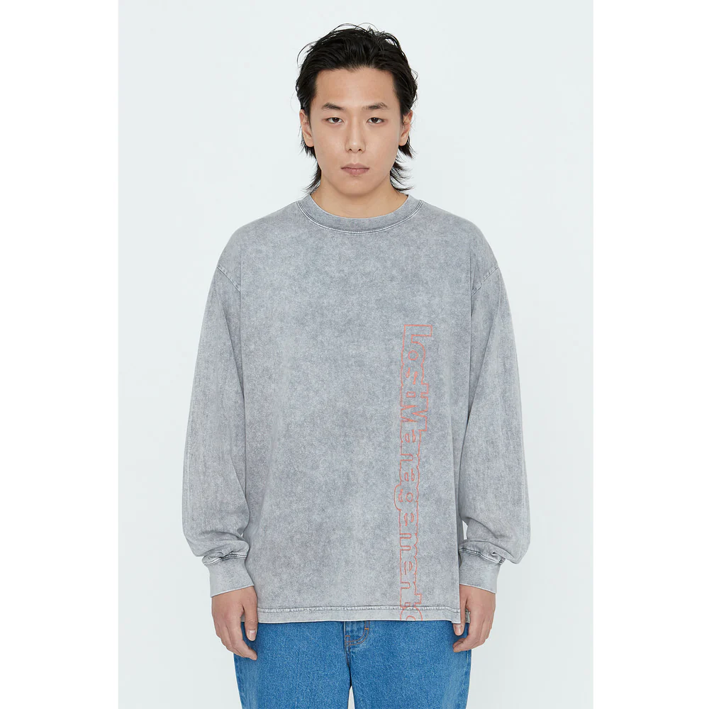 Lost Management Cities Mens Acid Washed Vertical FN Long Sleeve 'Gray' - Image 5