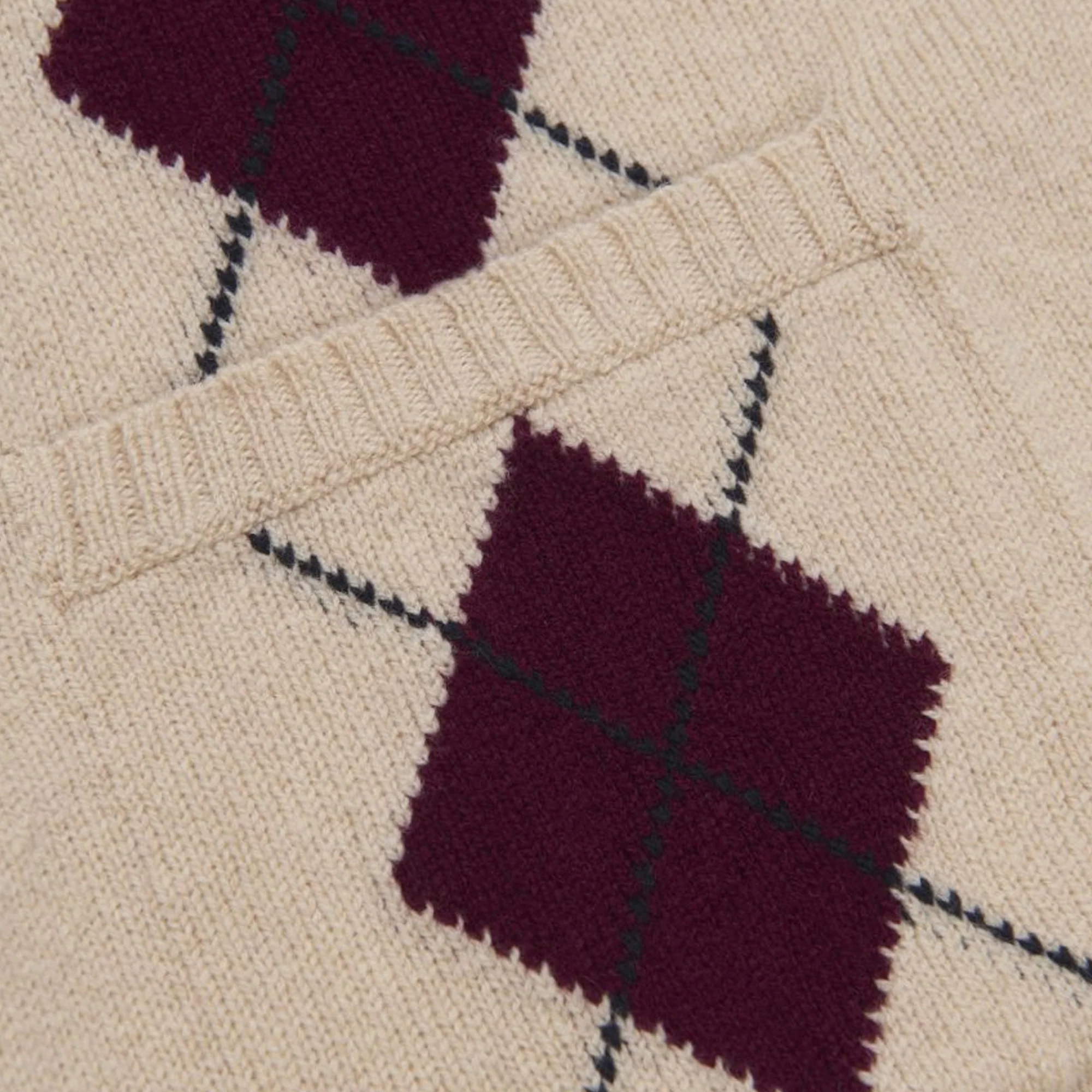 Manors Mens Argyle Striped Cardigan Cream - Image 4
