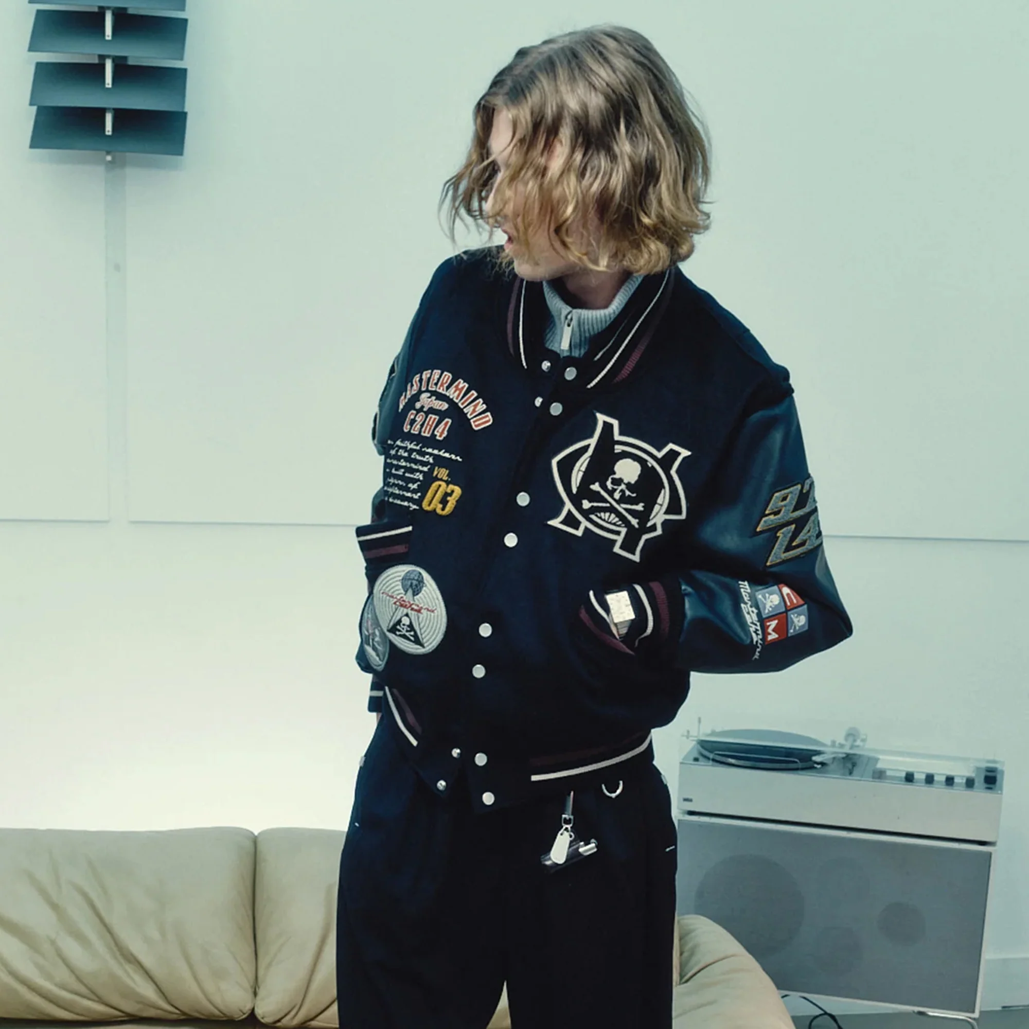 Mastermind JAPAN x C2H4 Mens Curvilinear Varsity Jacket - Image 6