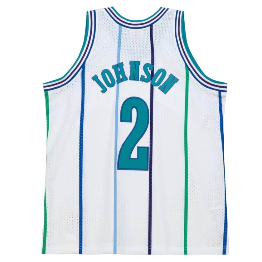 Mitchell & Ness Mens Larry Johnson Charlotte Hornets Swingman Jersey 'White' - Image 2