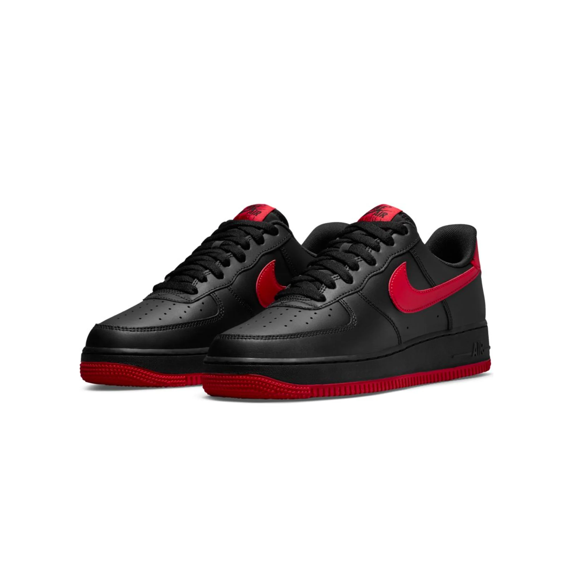 Nike Mens Air Force 1 '07 Shoes 'Black/University Red' - Image 2