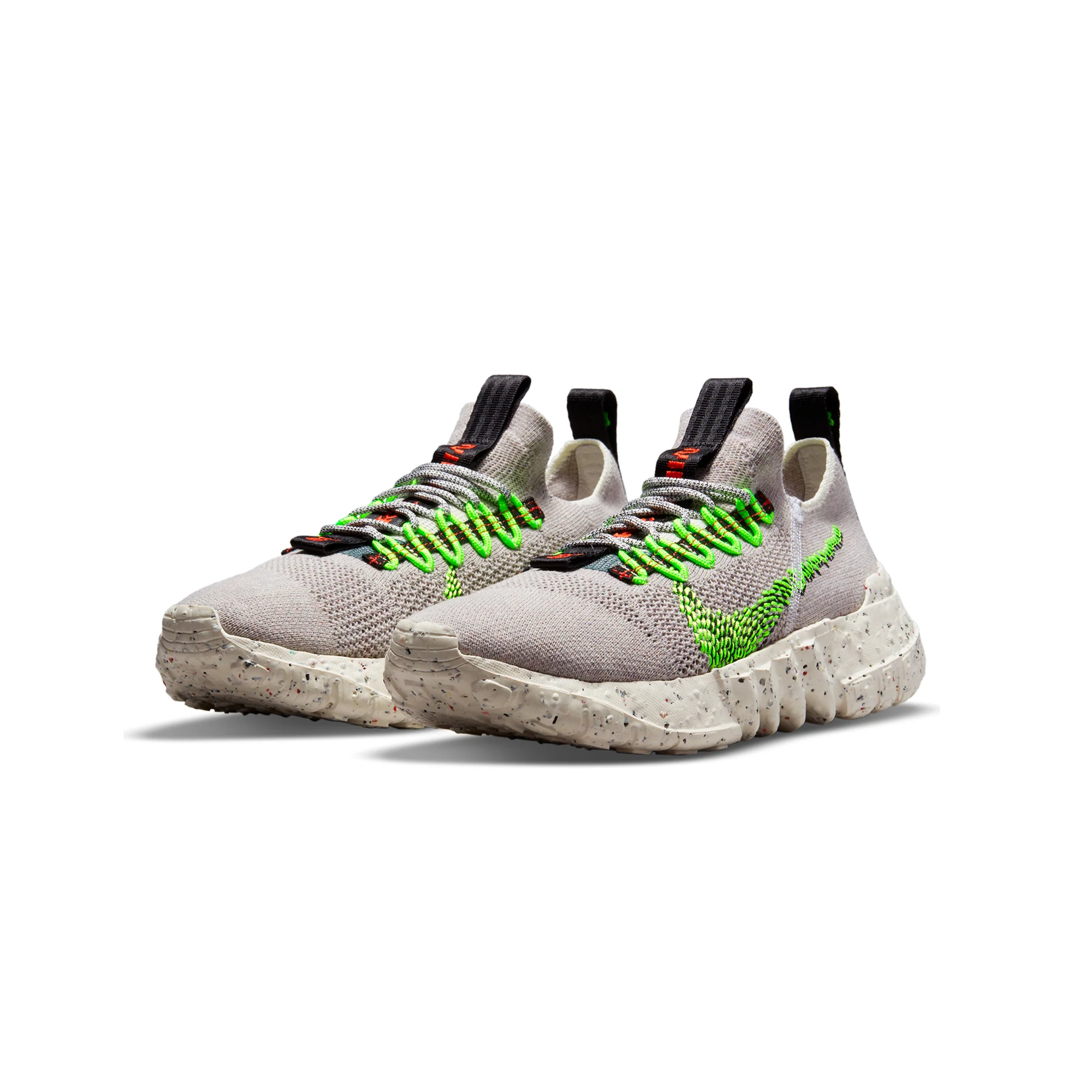 Nike Mens Space Hippie 01 Shoes 'Vast grey/Electric green' - Image 2