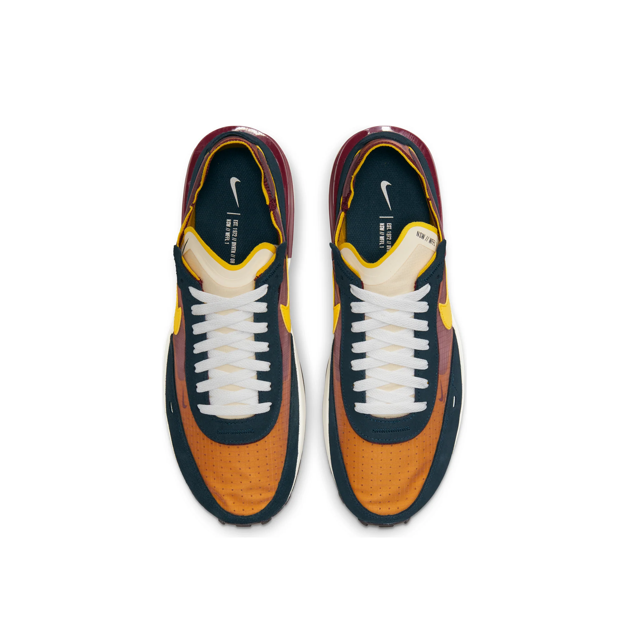 Nike Mens Waffle One SE Shoes 'Dark Beetroot/Yellow Strike' - Image 4