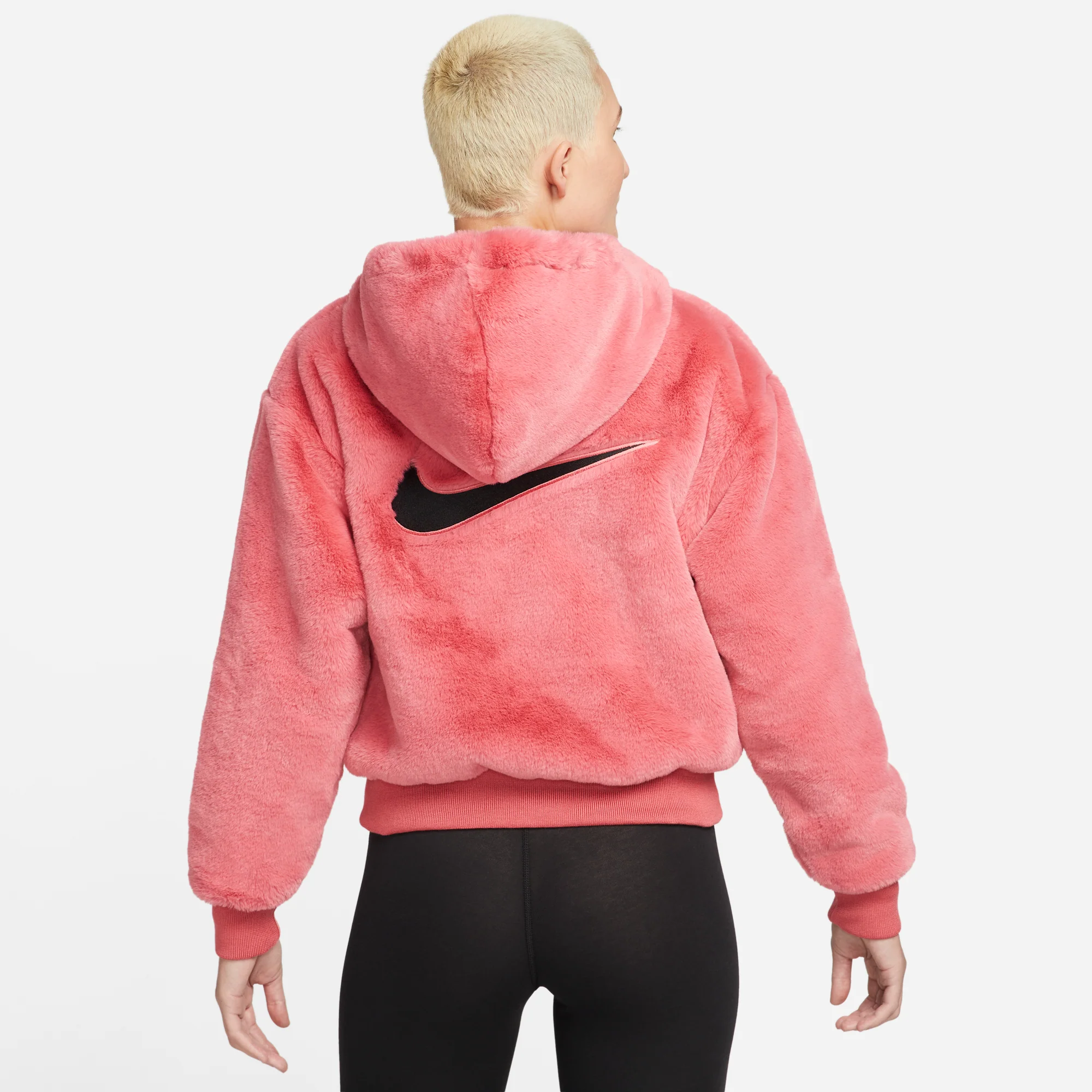 Nike Womens Sportswear Essential Faux Fur Jacket 'Archaeo Pink' - Image 3
