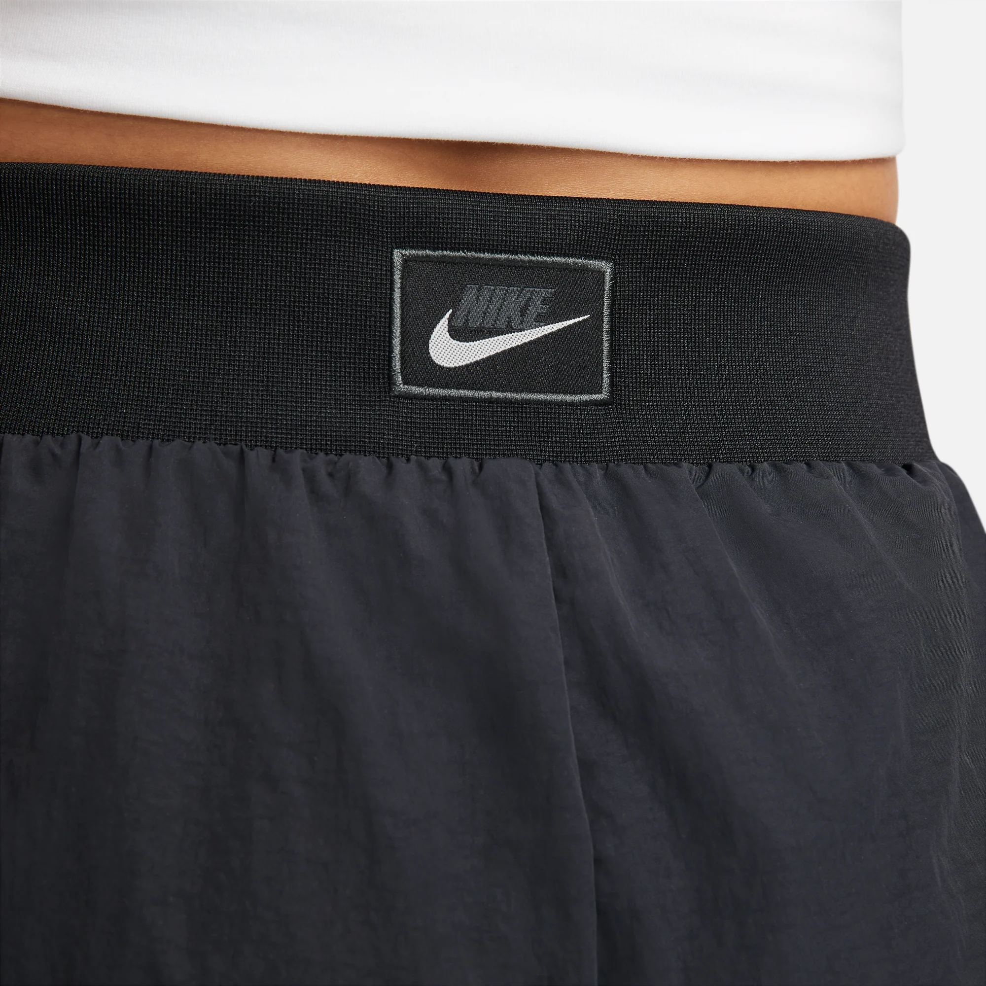 Nike Womens Sportswear Icon Clash Woven Wide Leg Pants 'Black' - Image 5