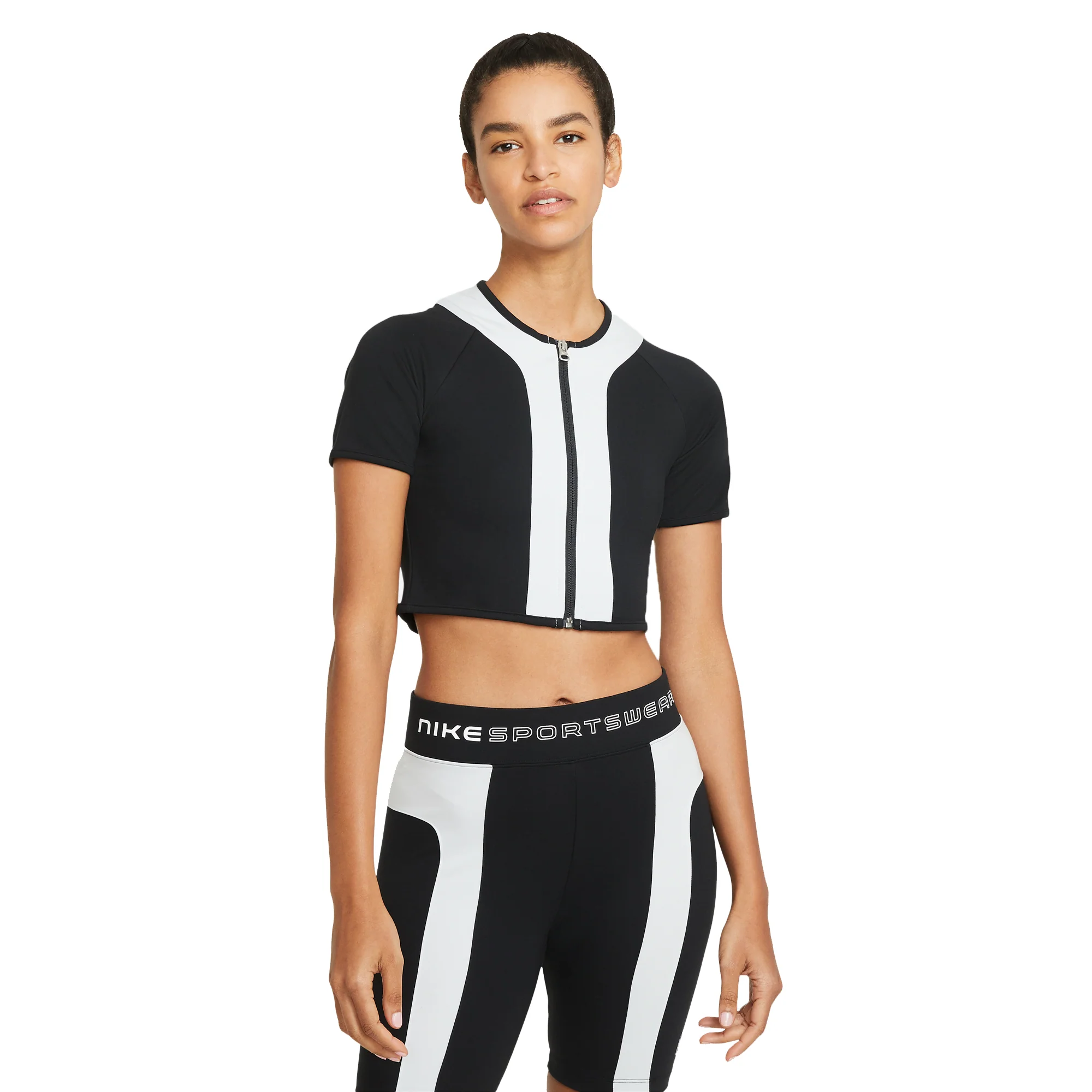 Nike Womens Sportswear Short Sleeve Top ' Black Pure Platinum' - Image 2