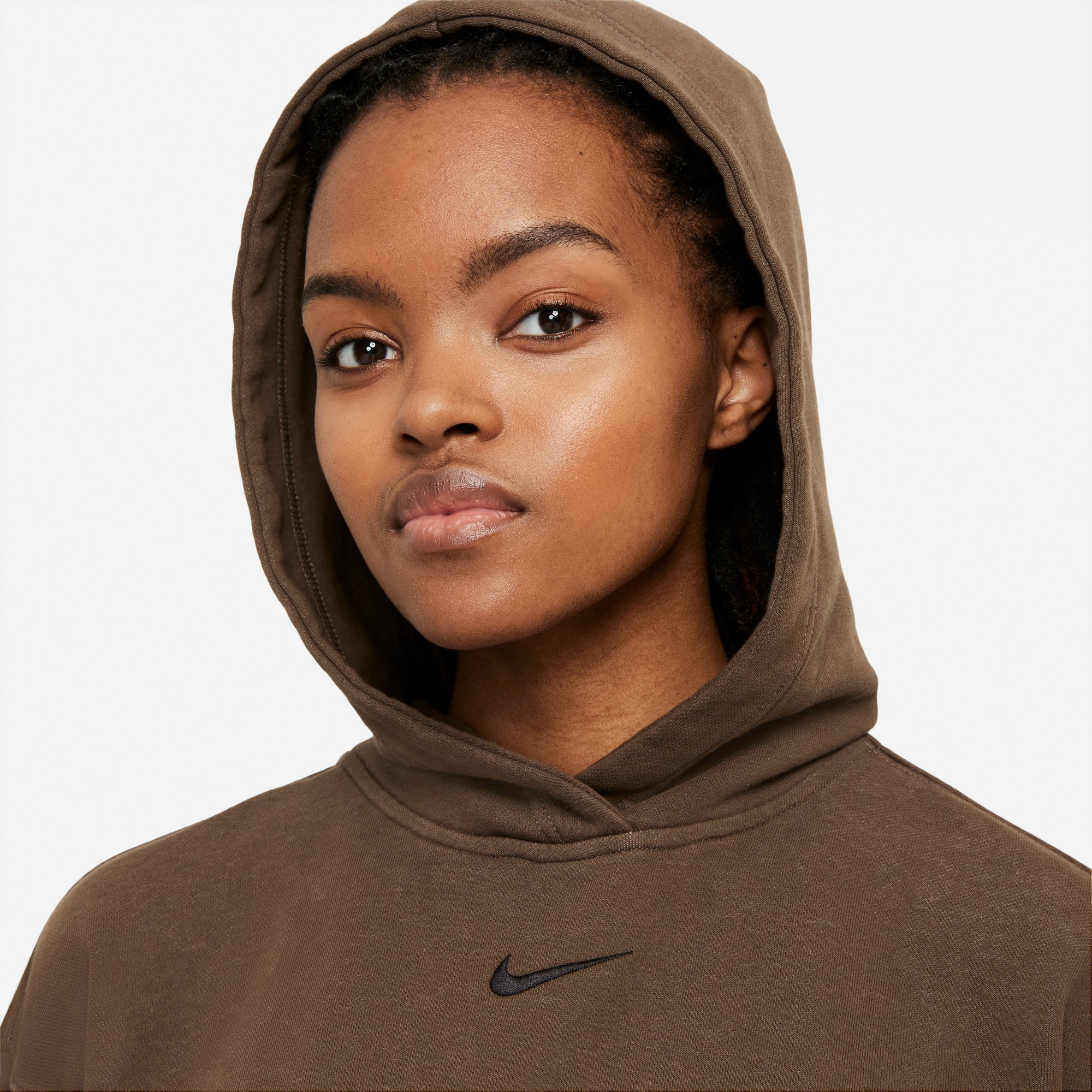 Nike Womens Sportswear Washed Fleece Hoodie 'Ironstone' - Image 4