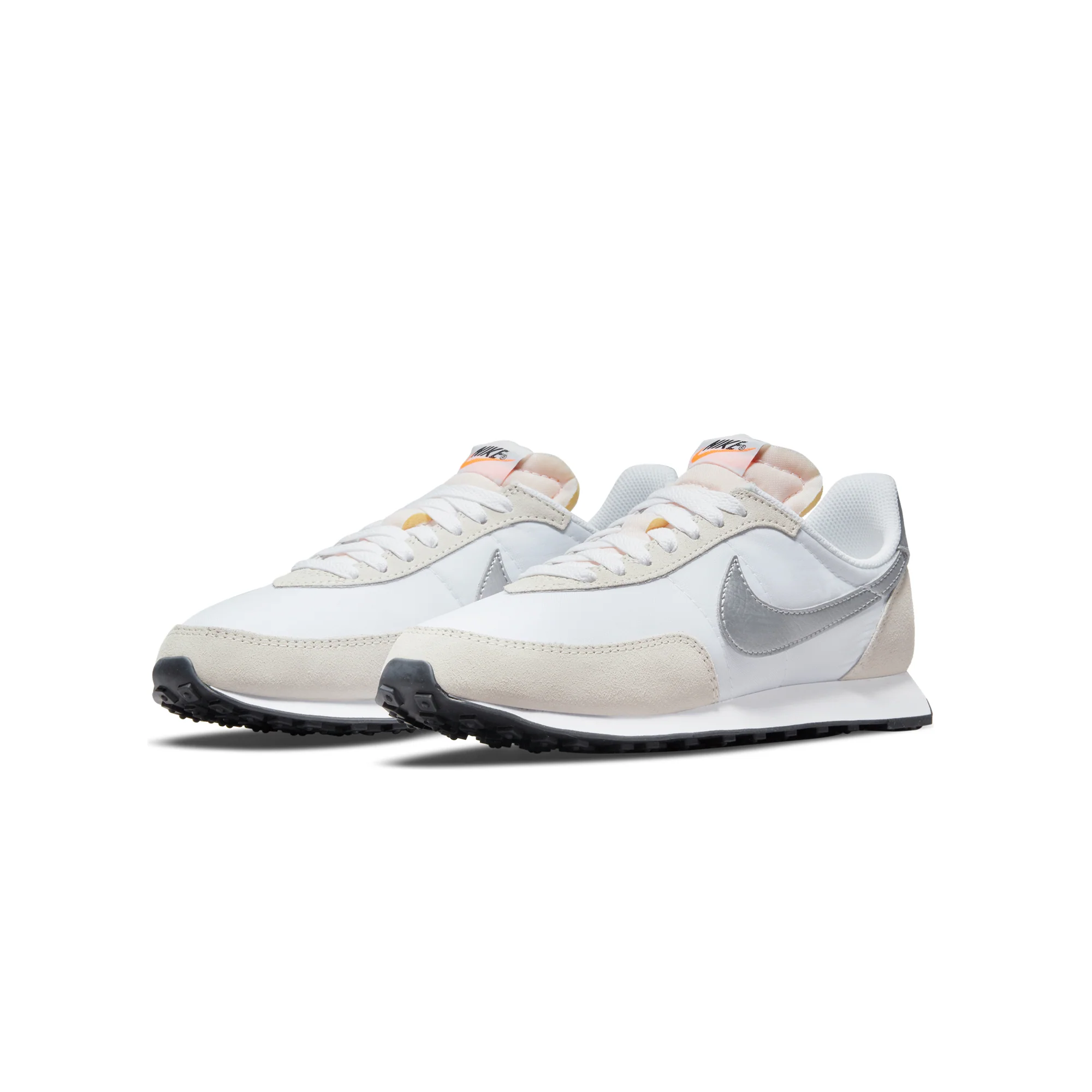 Nike Womens Waffle Trainer 2 Shoes White/Metallic Silver - Image 2