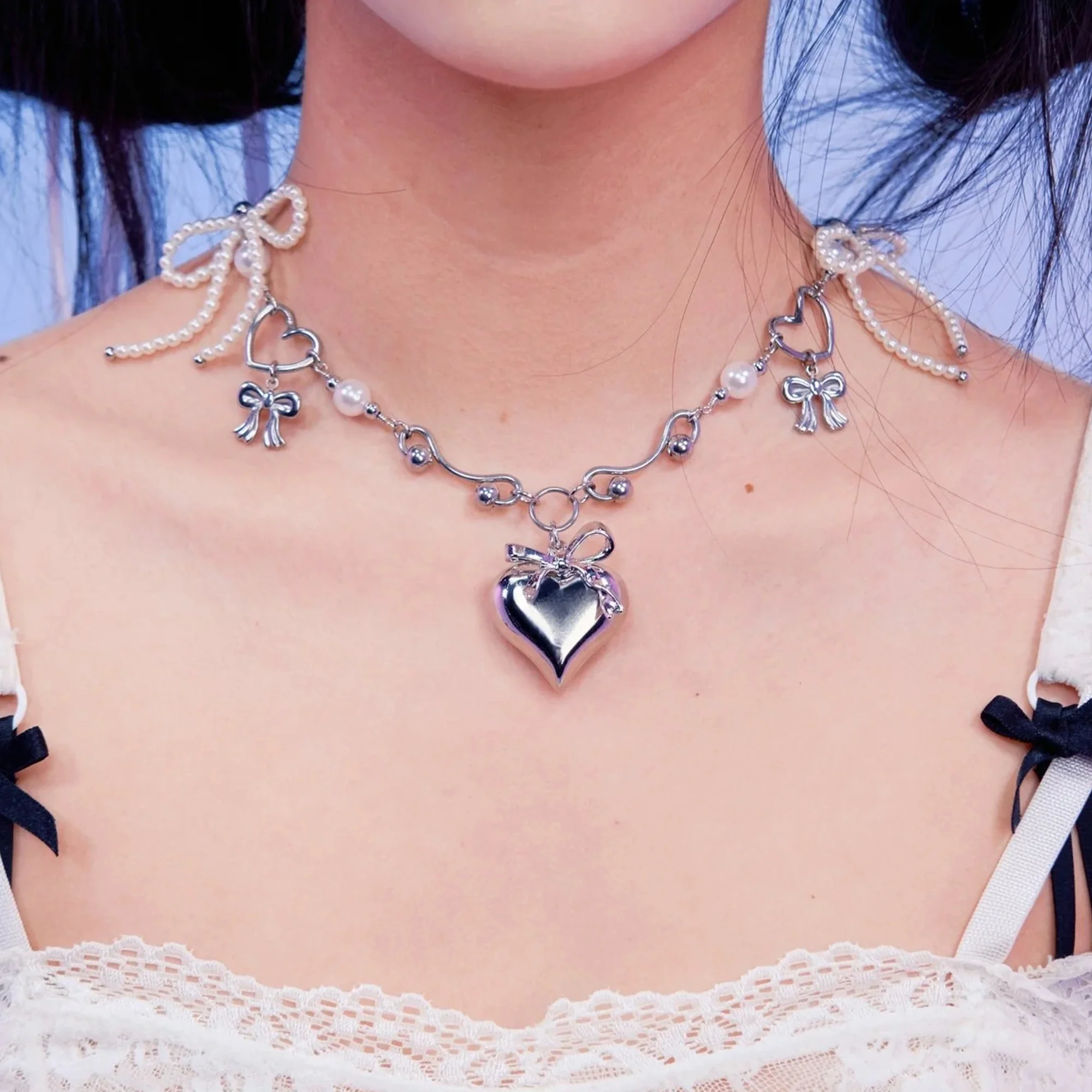 OHT x 88RISING Heart Ribbon Necklace - Image 3