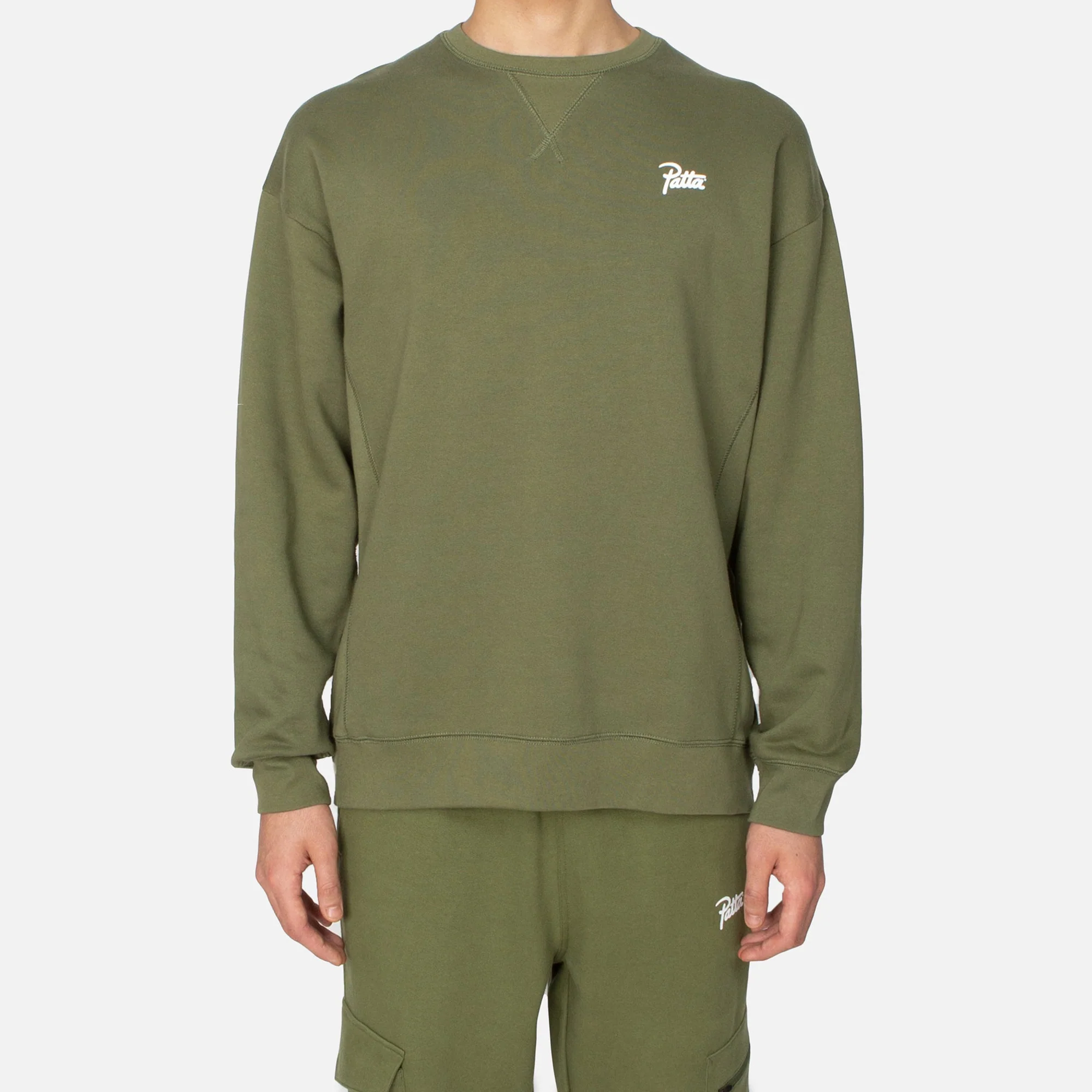 Patta Mens Basic Summer Crewneck Sweater 'Olivine' - Image 2