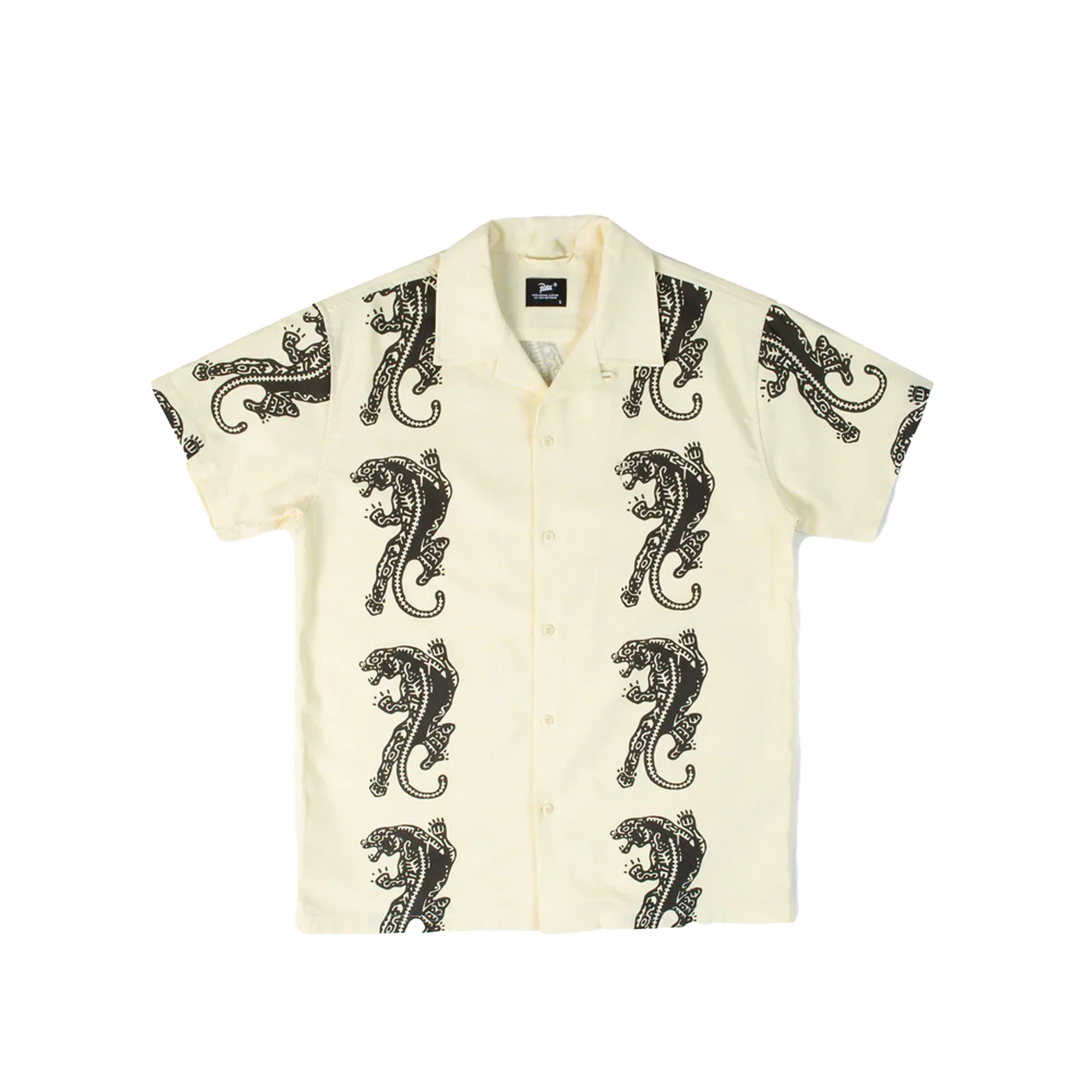 Patta Mens Block Print Panther Shortsleeve Shirt 'Vanilla Custard'