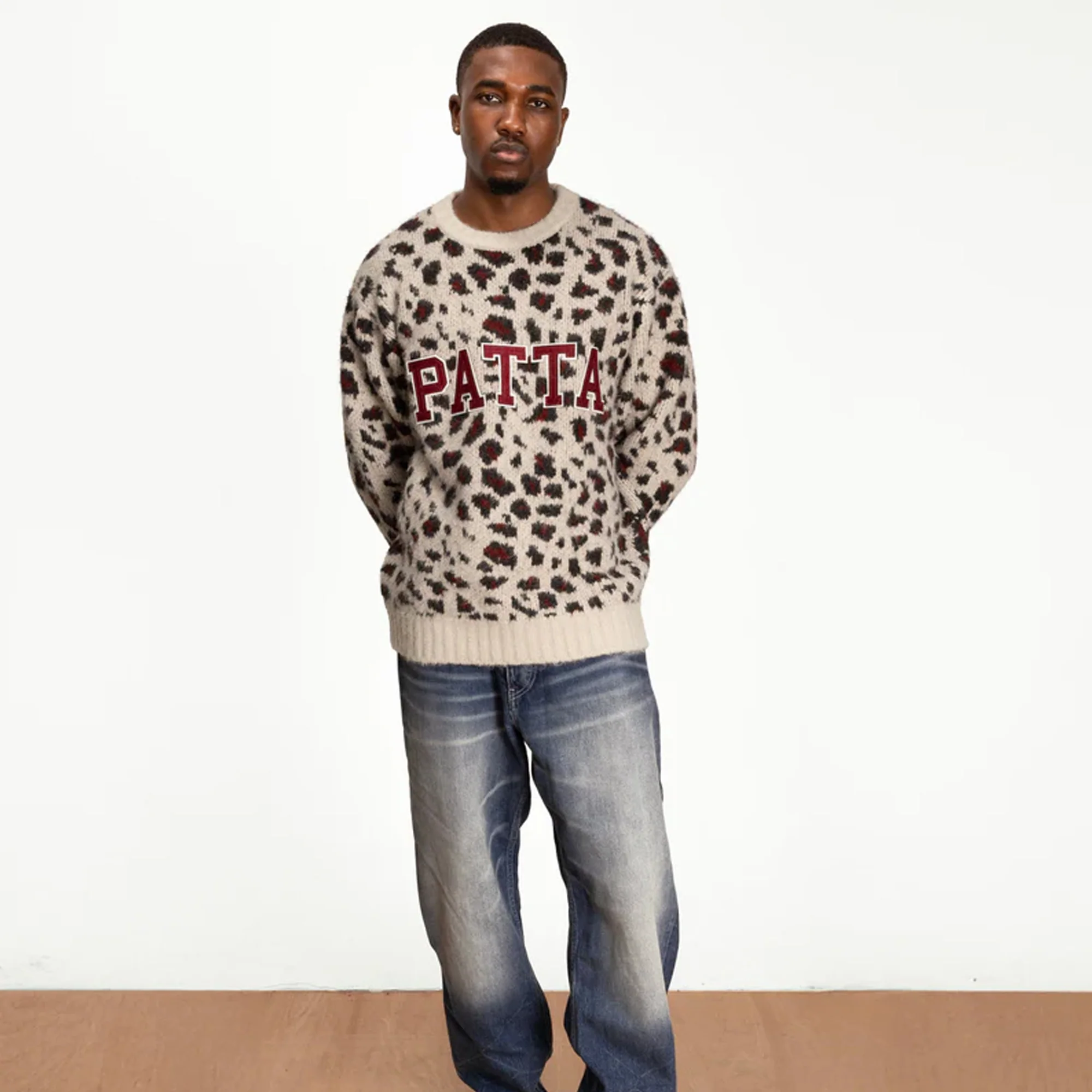 Patta Mens Leopard Brushed Knit Sweater - Image 2