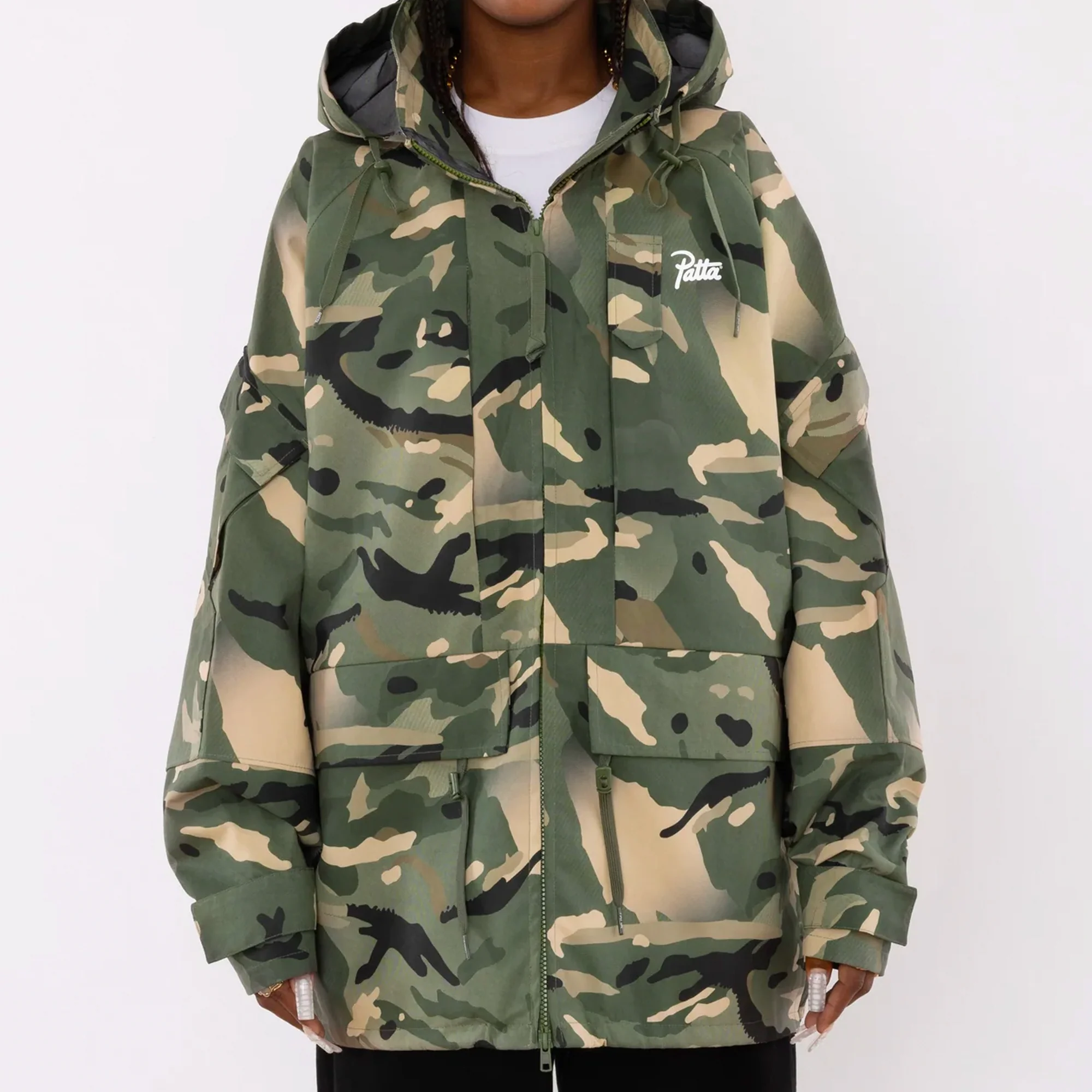 Patta Mens Spray Camo Nylon Tactical Parka - Image 3
