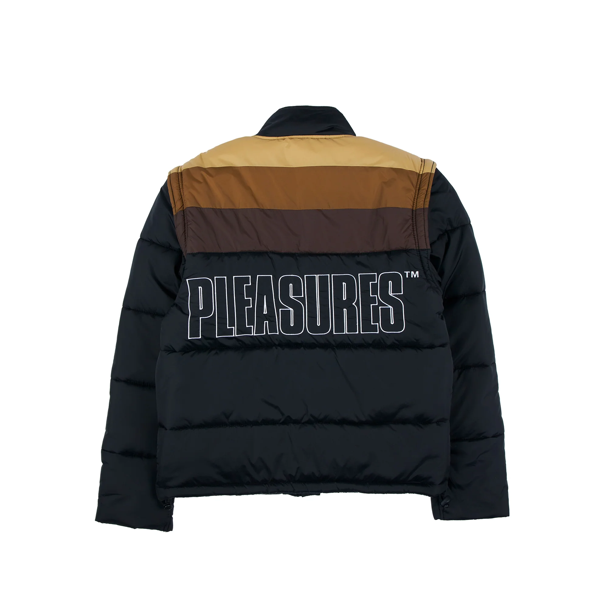 Pleasures Mens Call Me Convertible Puffer Jacket 'Black' - Image 2