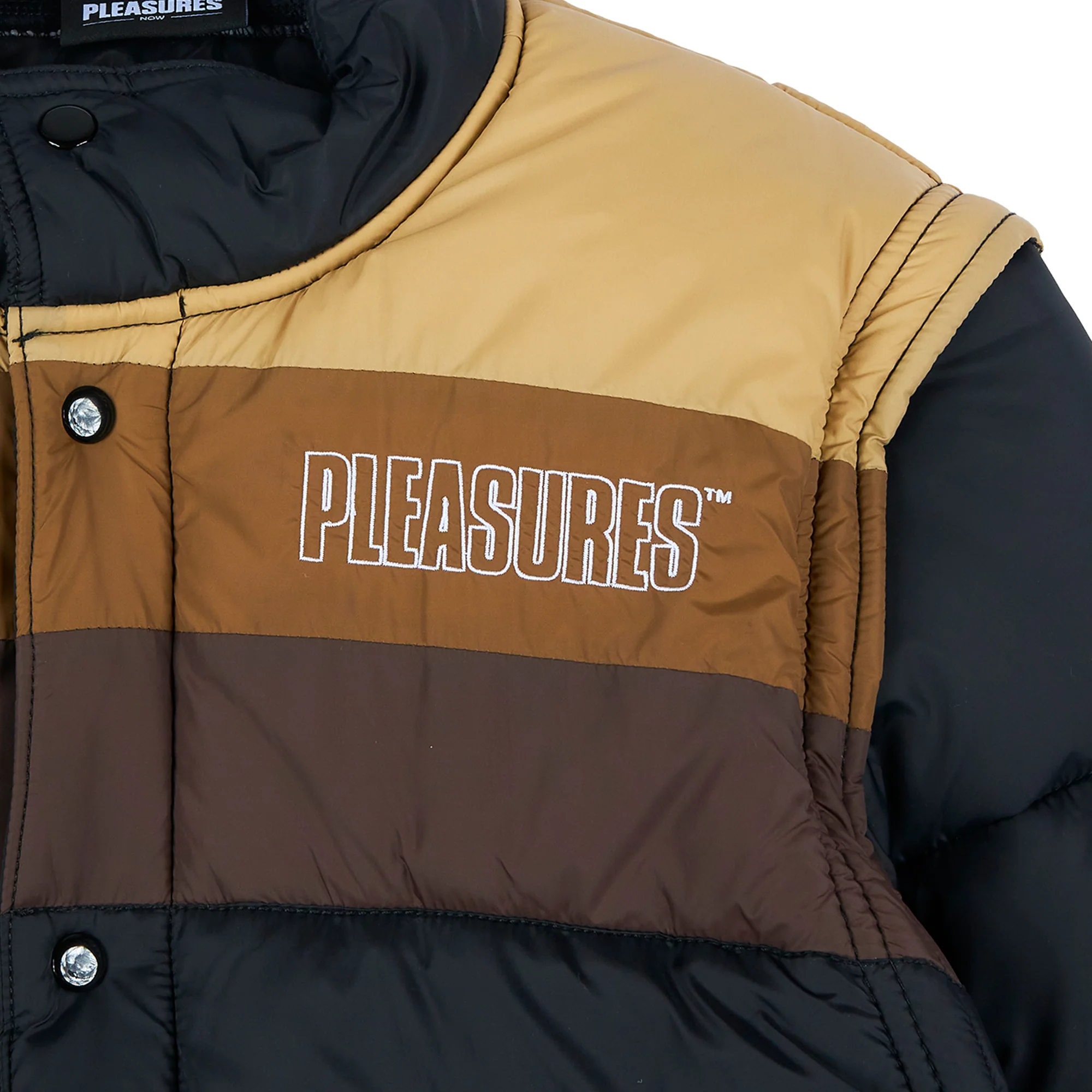 Pleasures Mens Call Me Convertible Puffer Jacket 'Black' - Image 3