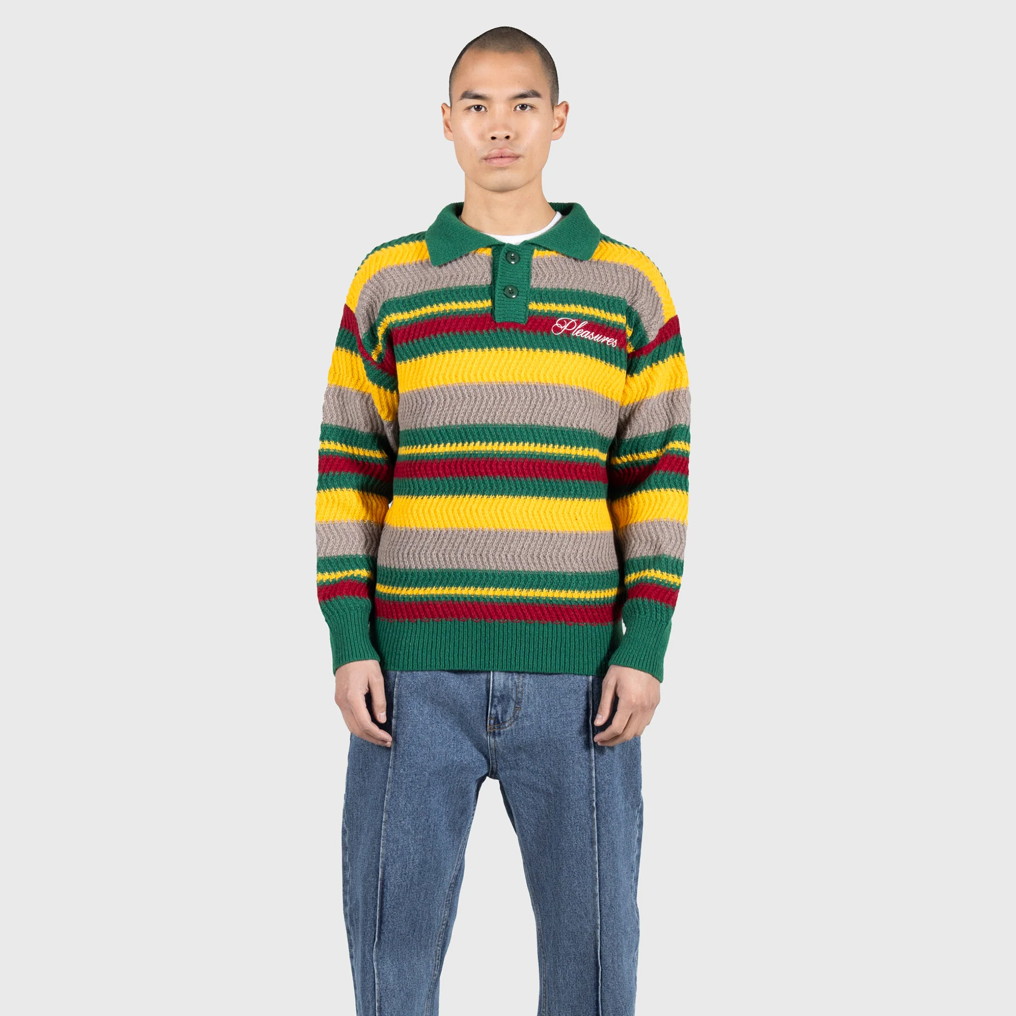 Pleasures Mens Cooper Polo Sweater - Image 2