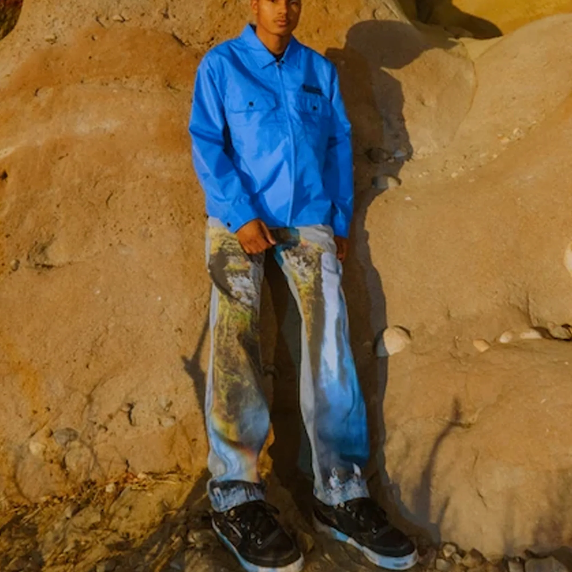 Pleasures Mens Prelude Printed Denim Pant 'Blue' - Image 2