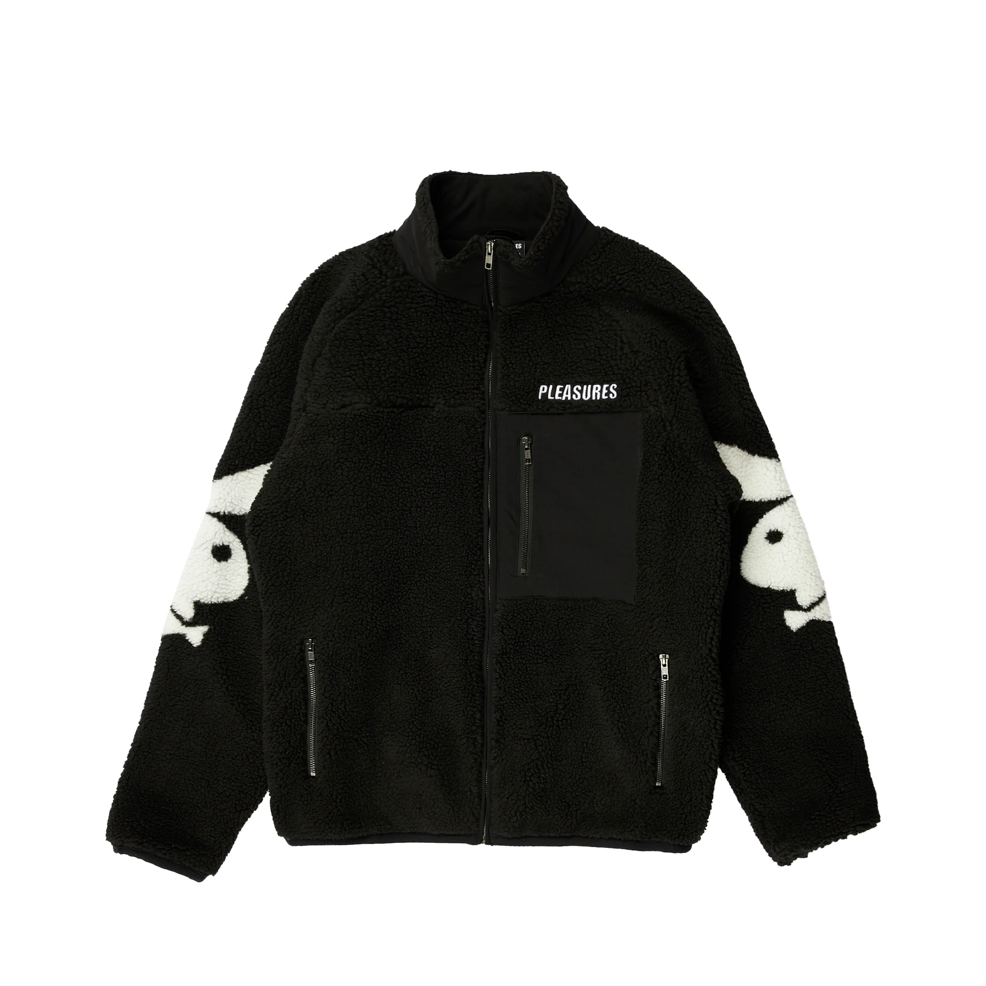 Pleasures x Playboy Mens Bunny Sherpa Zip Up Jacket 'Black'