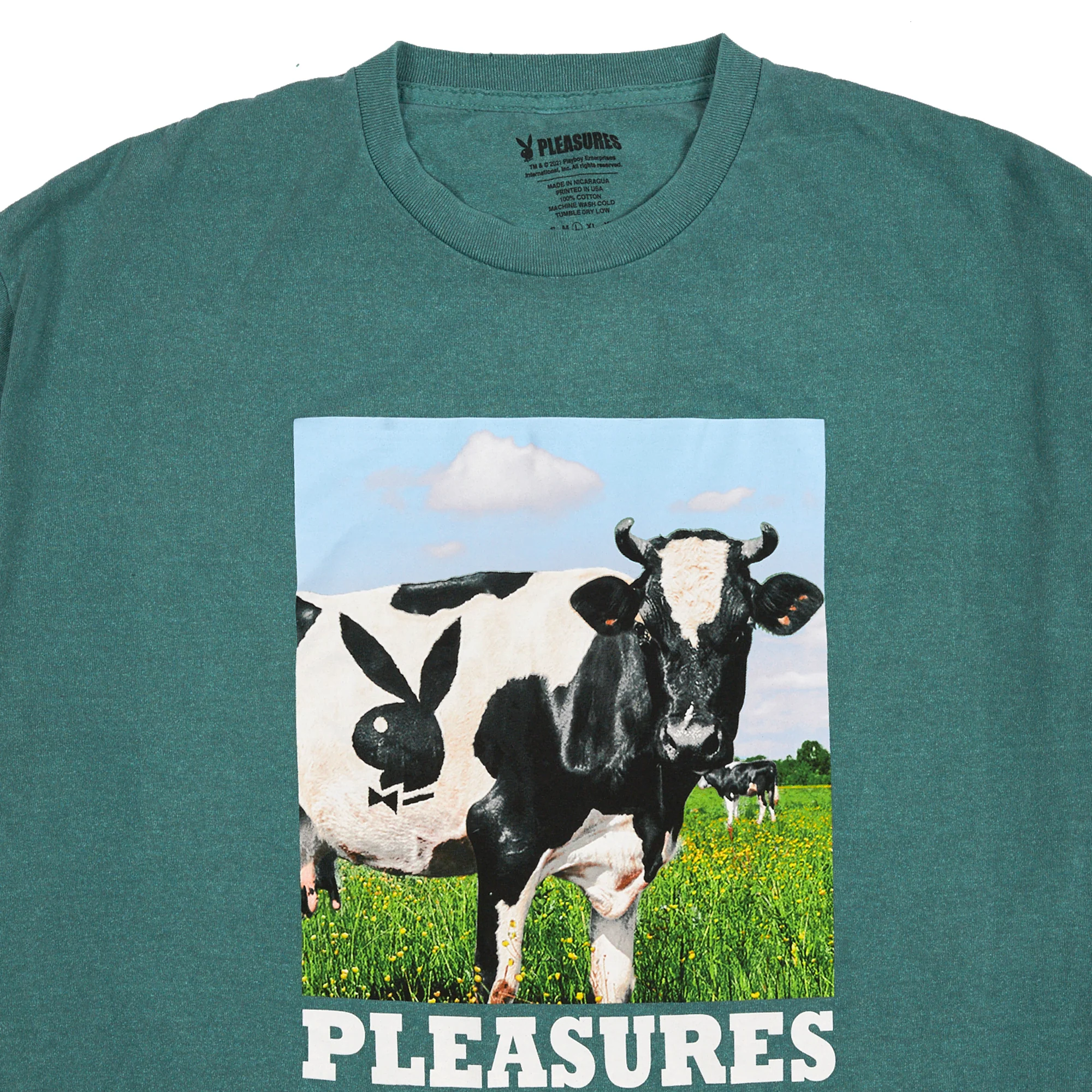 Pleasures x Playboy Mens Moo T-Shirt 'Forest Green' - Image 2