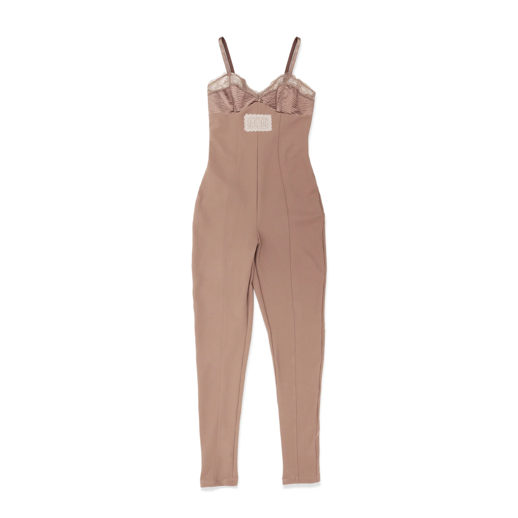 Puma FENTY by Rihanna Women's Lace Trim Full Bodysuit- Khaki