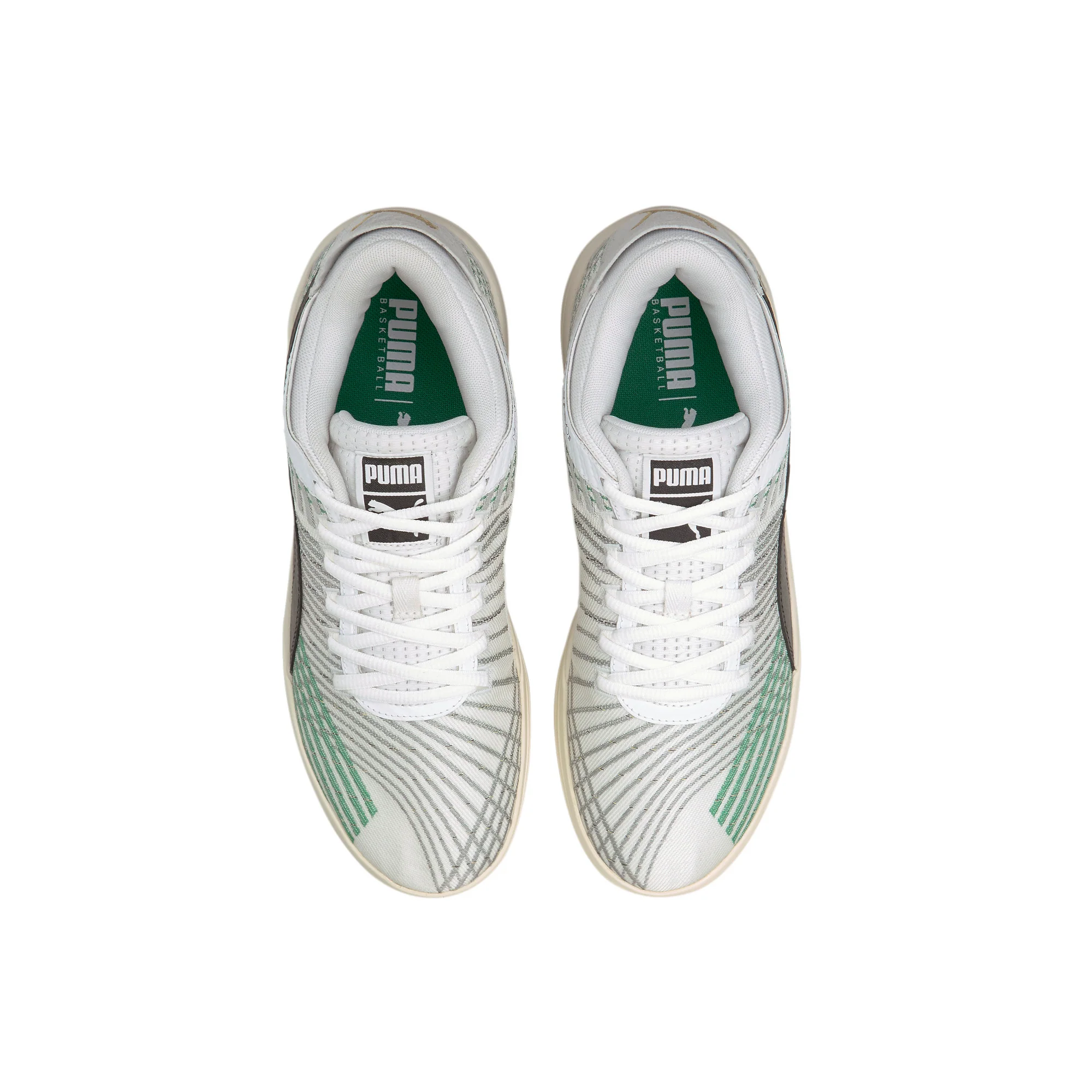 Puma Mens Clyde All-Pro Coast 2 Coast Shoes 'Puma White/Power Green' - Image 2
