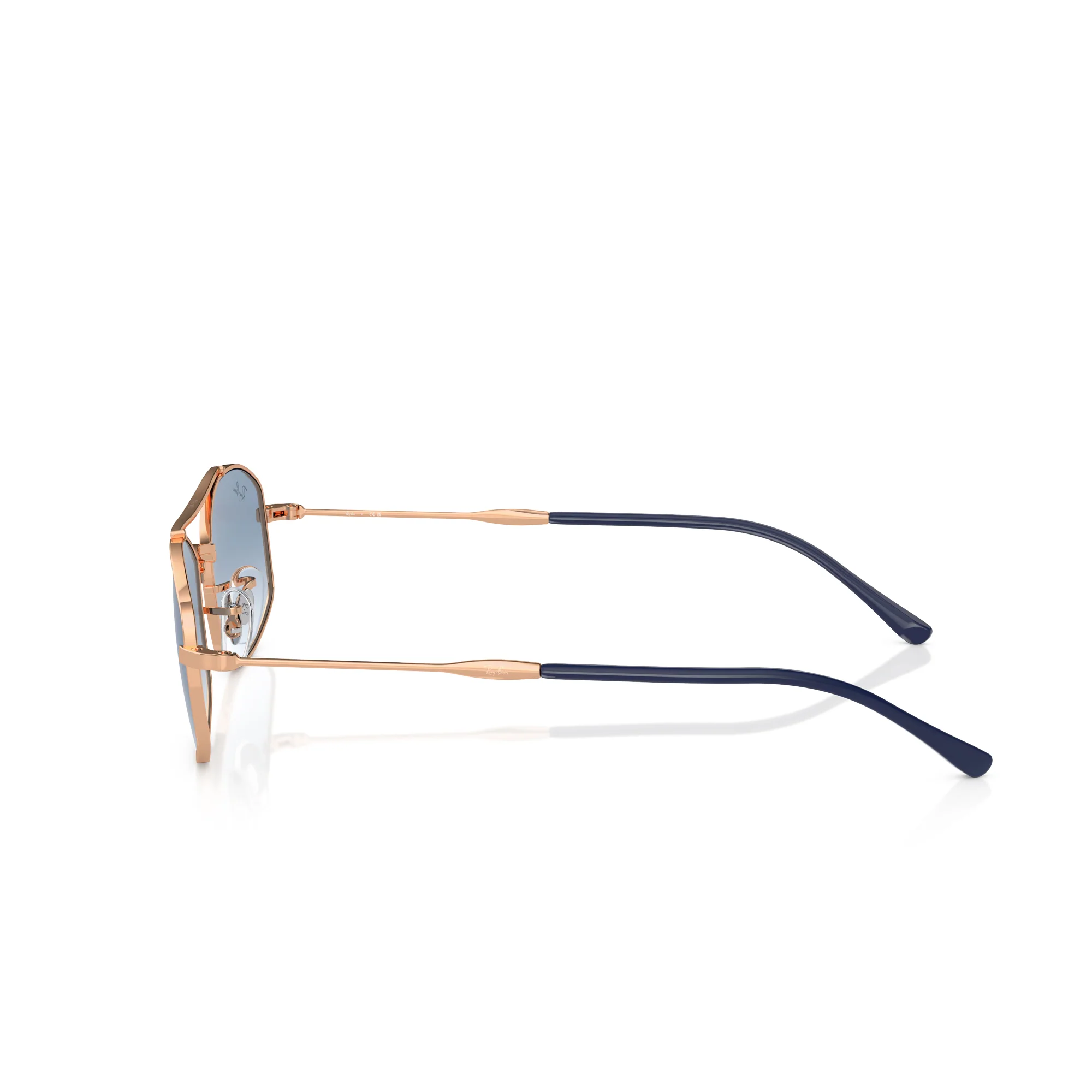 Ray-Ban Rose Gold W/ Clear Gradient Blue Sunglasses - Image 3