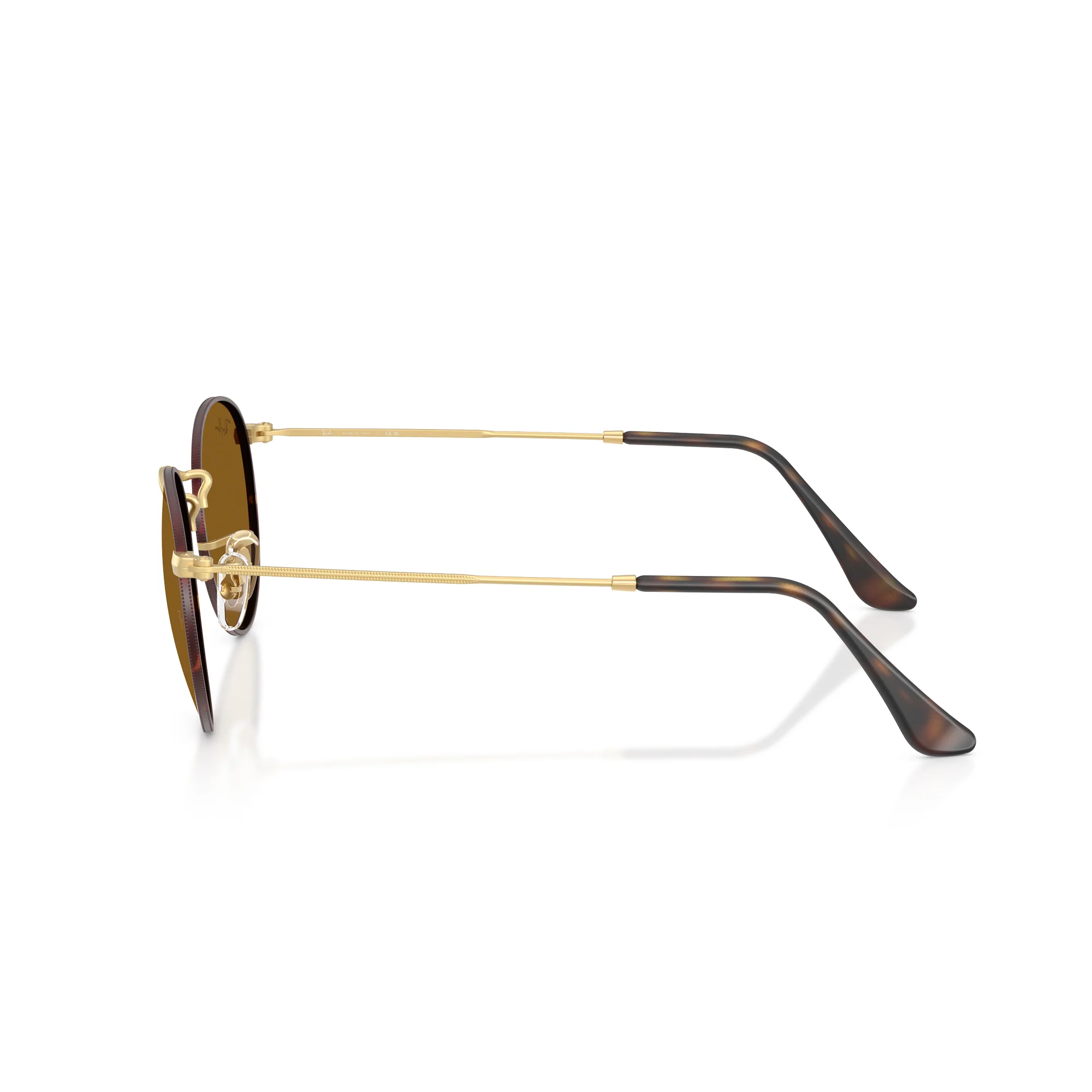 RAY-BAN Round Metal Matte Havana On Matte AR W/ Brown Sunglasses - Image 3