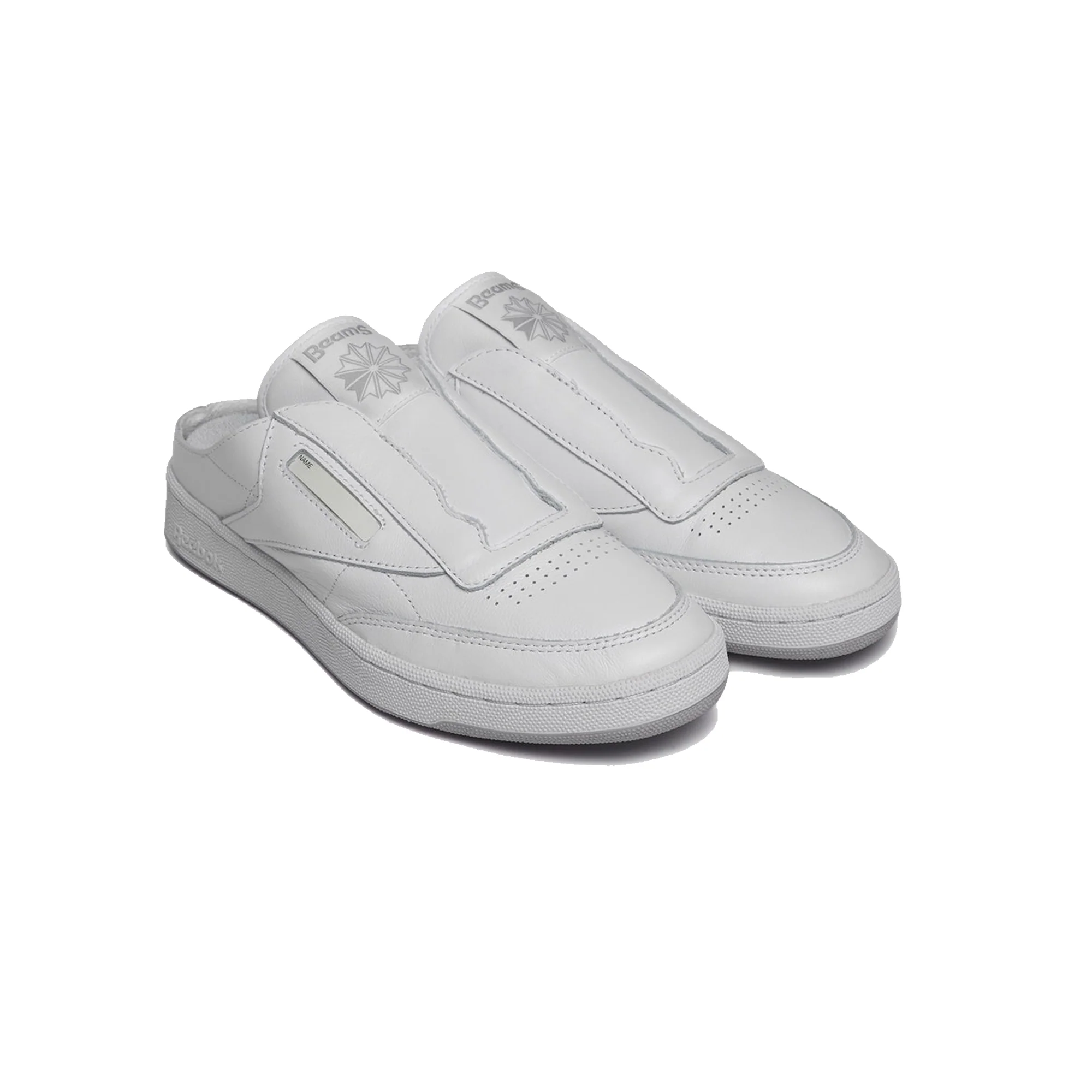 Reebok x Beams Mens Club C Laceless Mule Shoes 'Ftwr White/Cold Grey' - Image 2