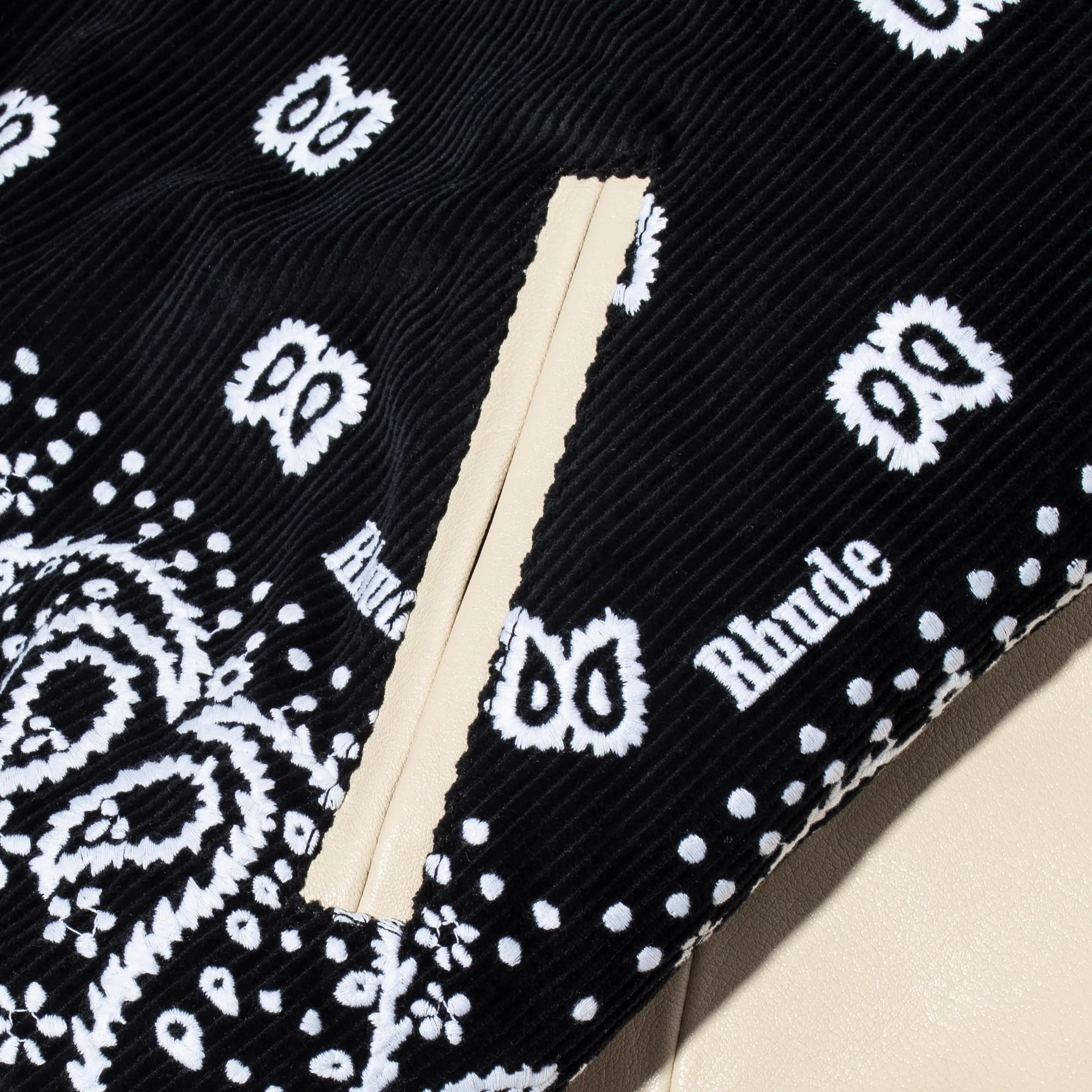 Rhude Mens Bandana Bomber Jacket 'Black/White' - Image 3