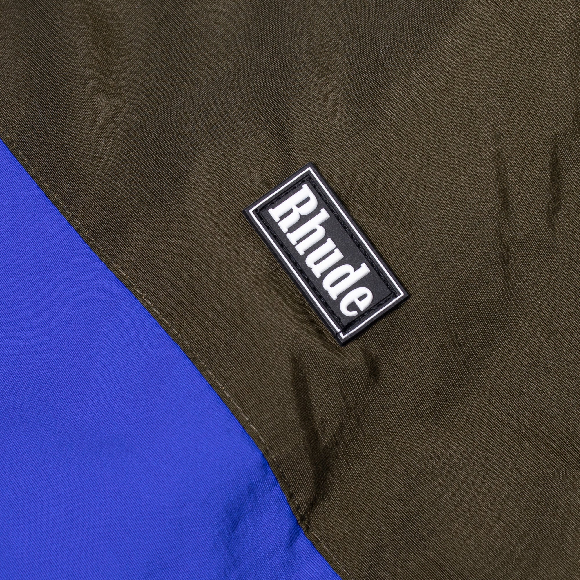 Rhude Puffer in Maroon, Olive & Blue - Image 3