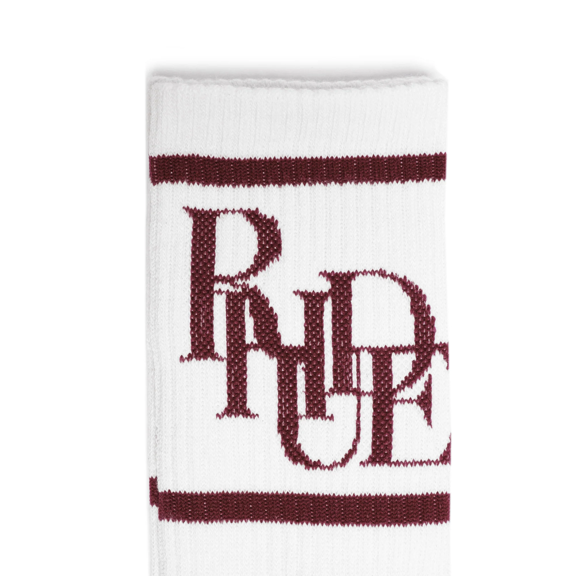 Rhude Mens Scramble Logo Sock 'White/Maroon' - Image 2