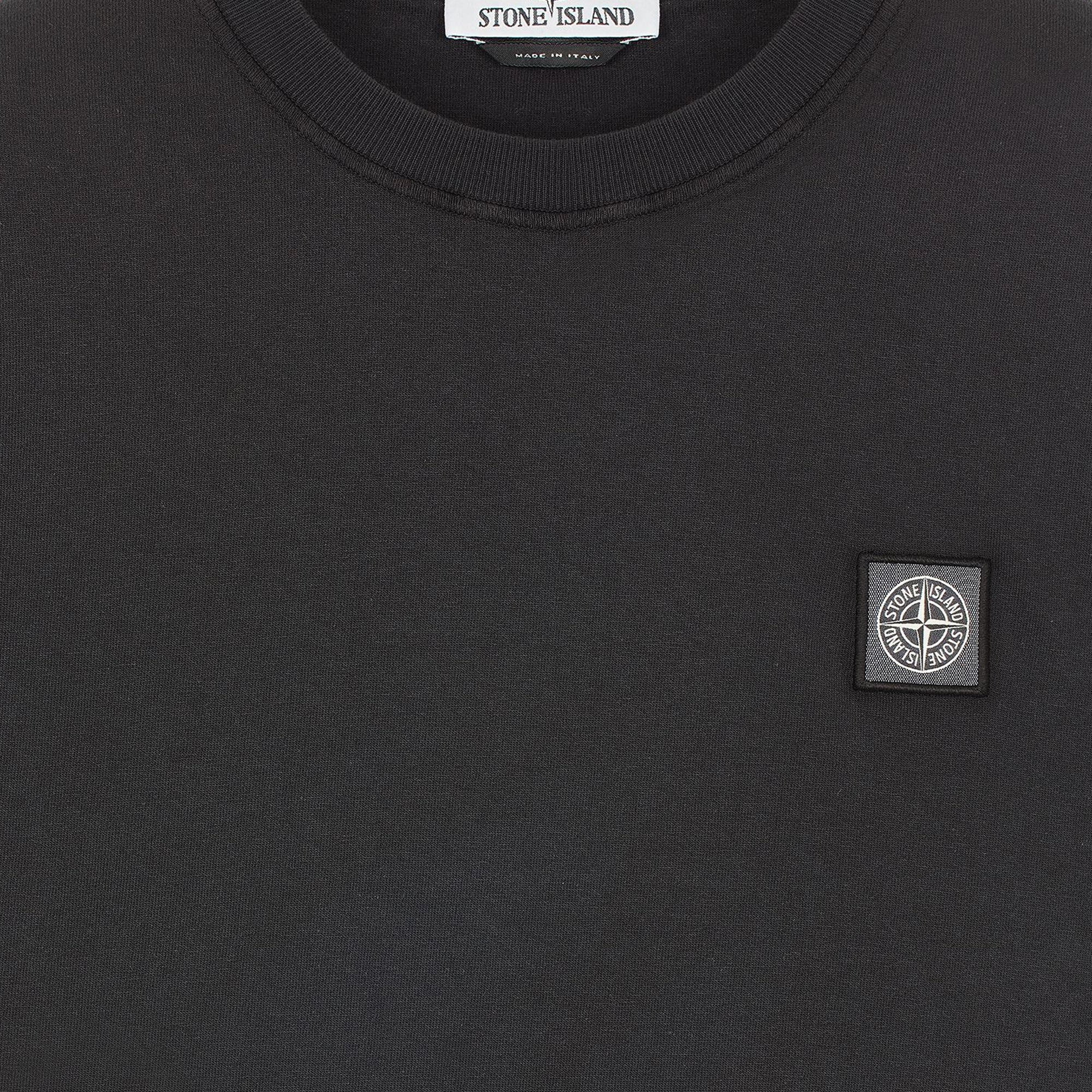 Stone Island Mens Fissato Dyed Patch Logo Tee Black - Image 3