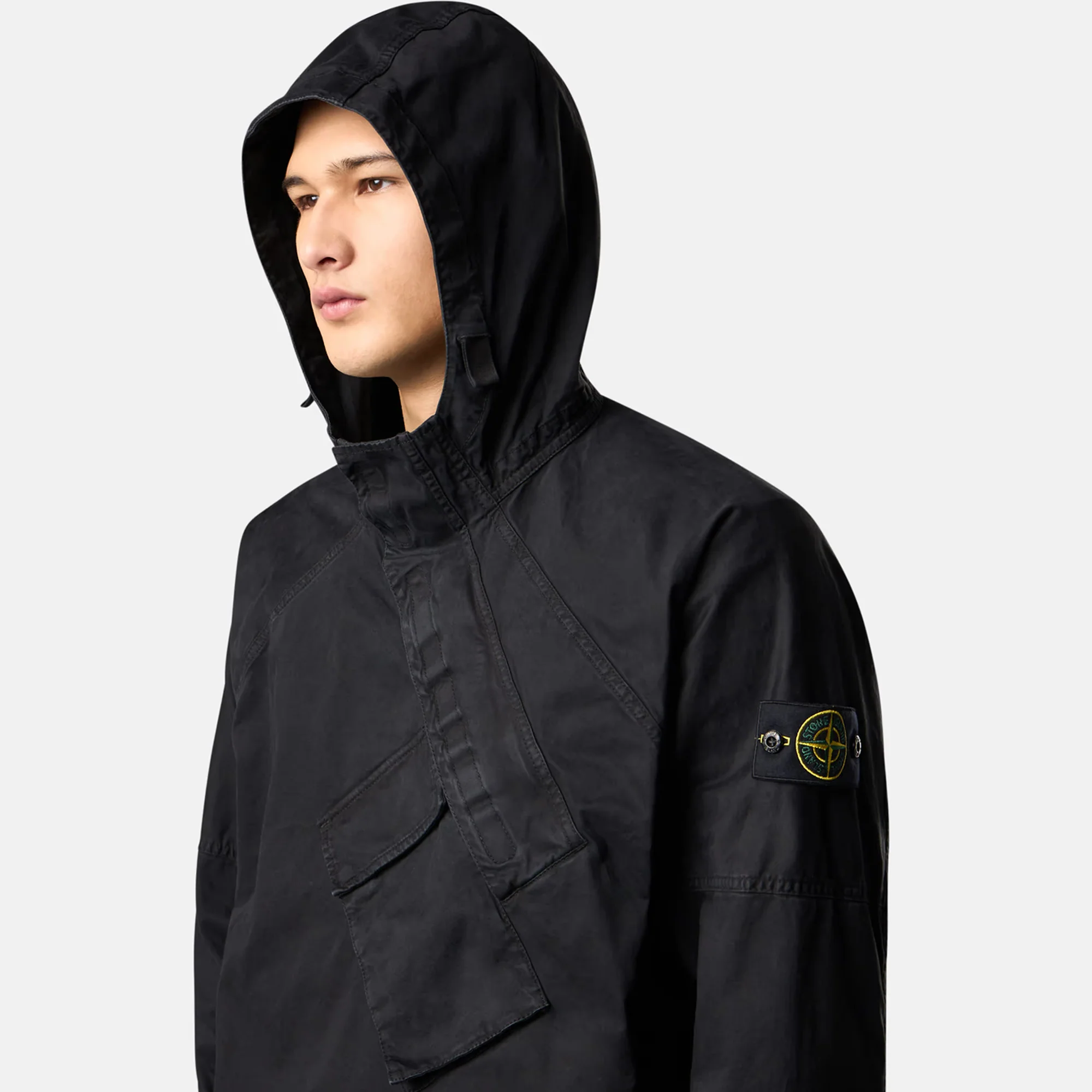 Stone Island Mens Organic Stretch Twill Hooded Anorak - Image 3