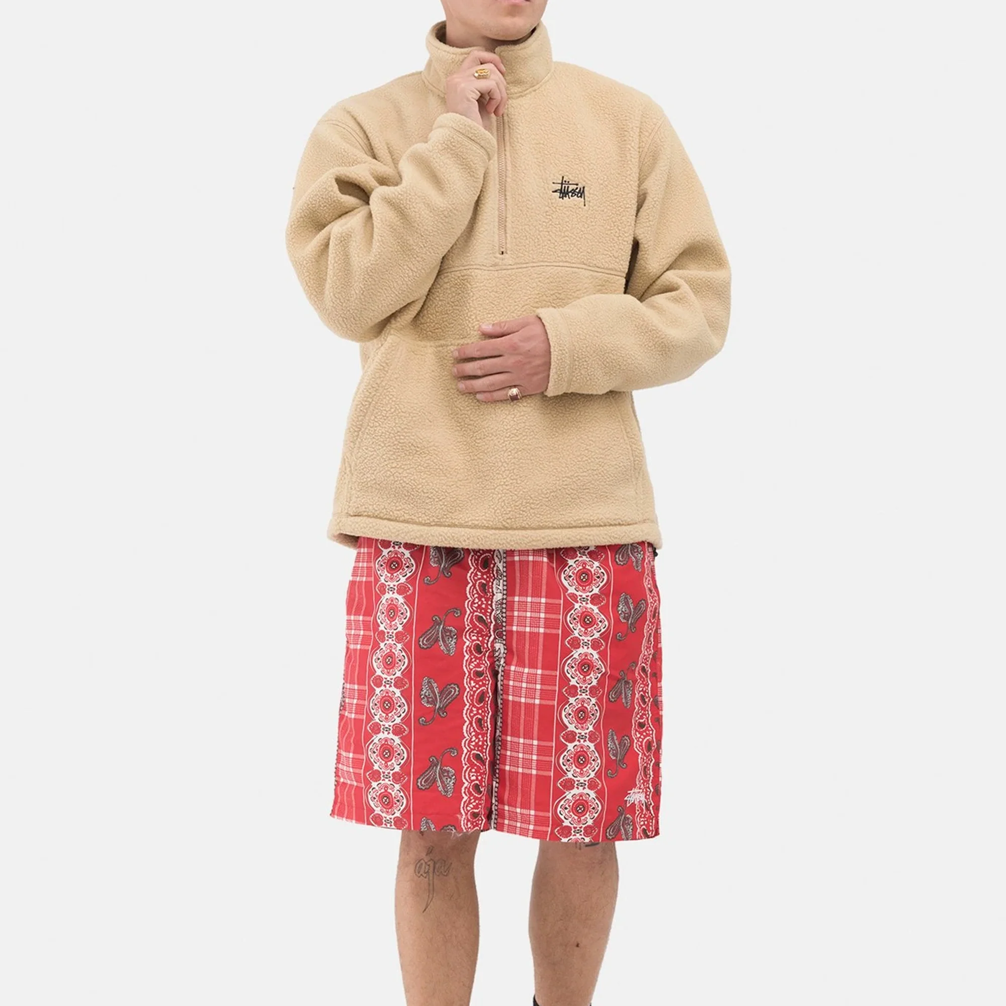 Stussy Mens Paisley Plaid Water Short 'Red' - Image 3
