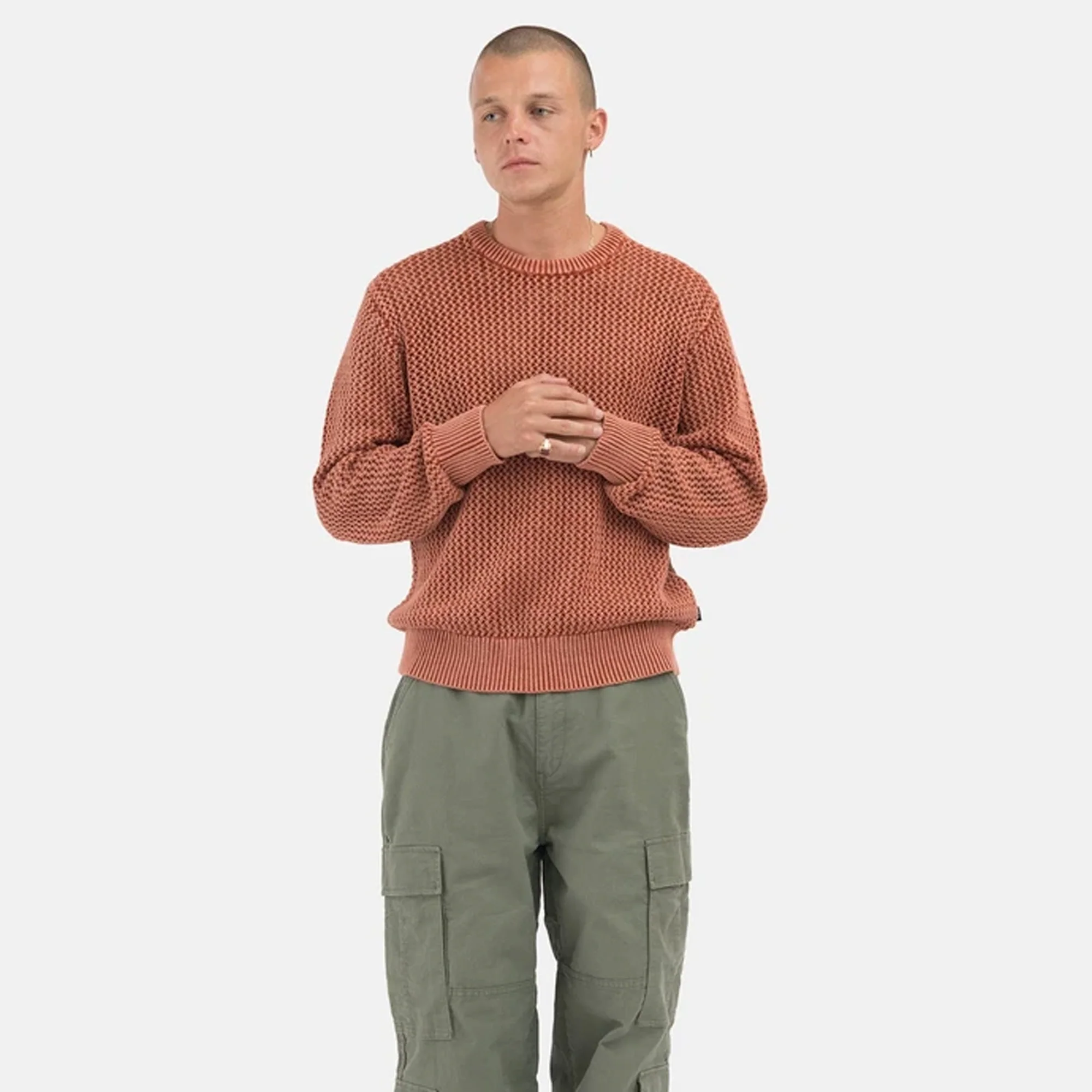 Stussy Mens Pig. Dyed Loose Gauge Sweater 'Salmon' - Image 2