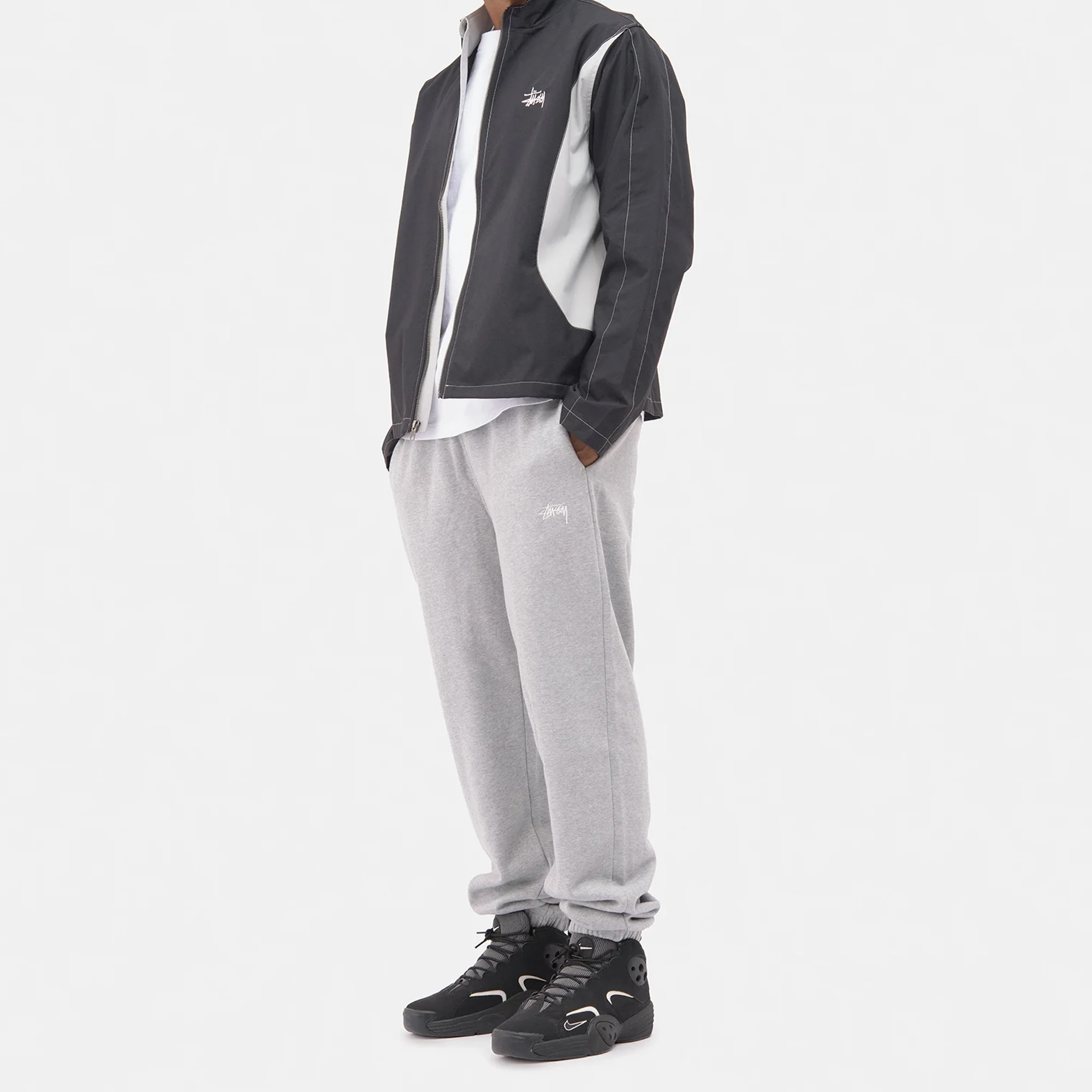 Stussy Mens Stock Logo Pants 'Grey Heather' - Image 3