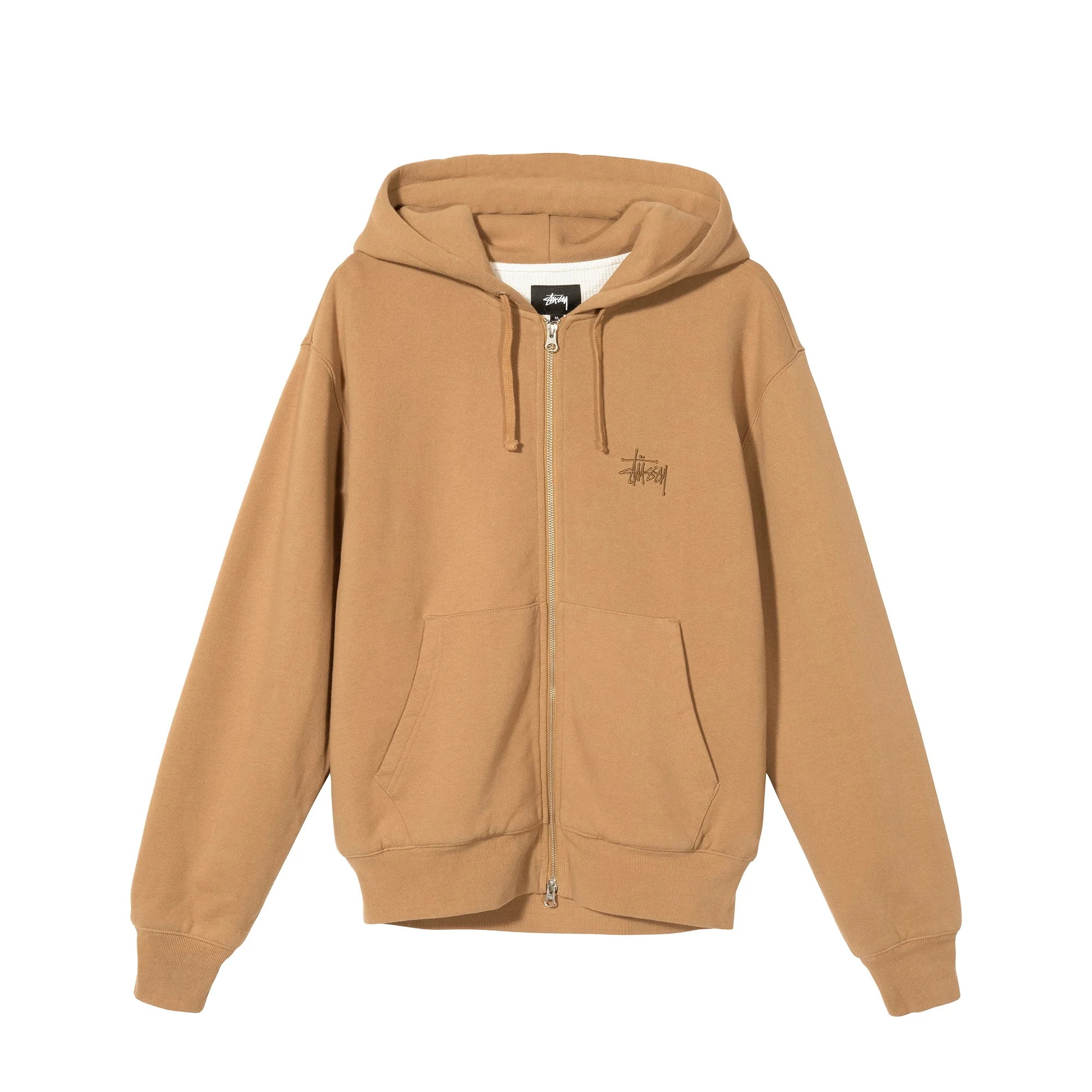 Stussy Men Thermal Zip Brown Hoodie