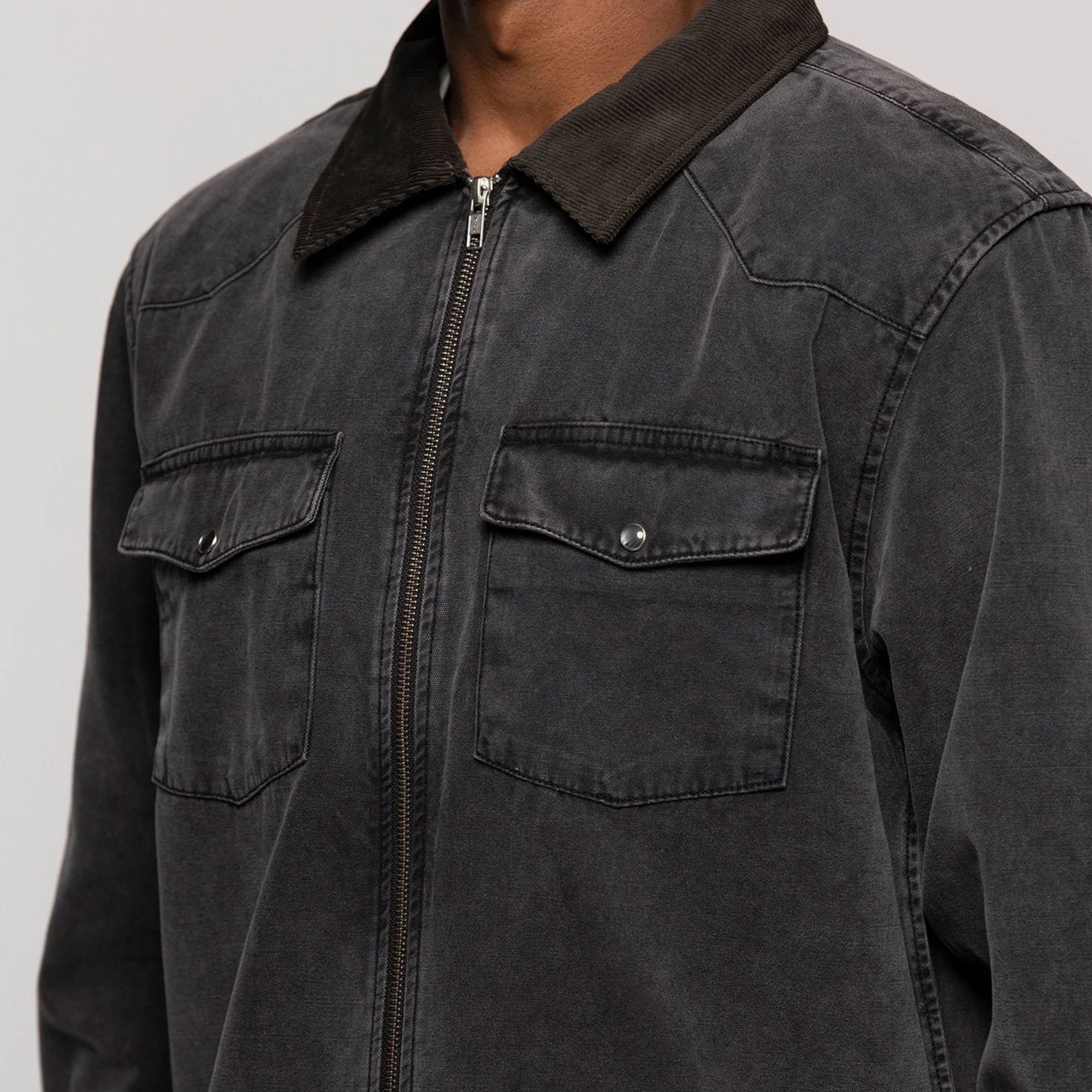 Stussy Washed Canvas Work Shirt in Black - Image 4