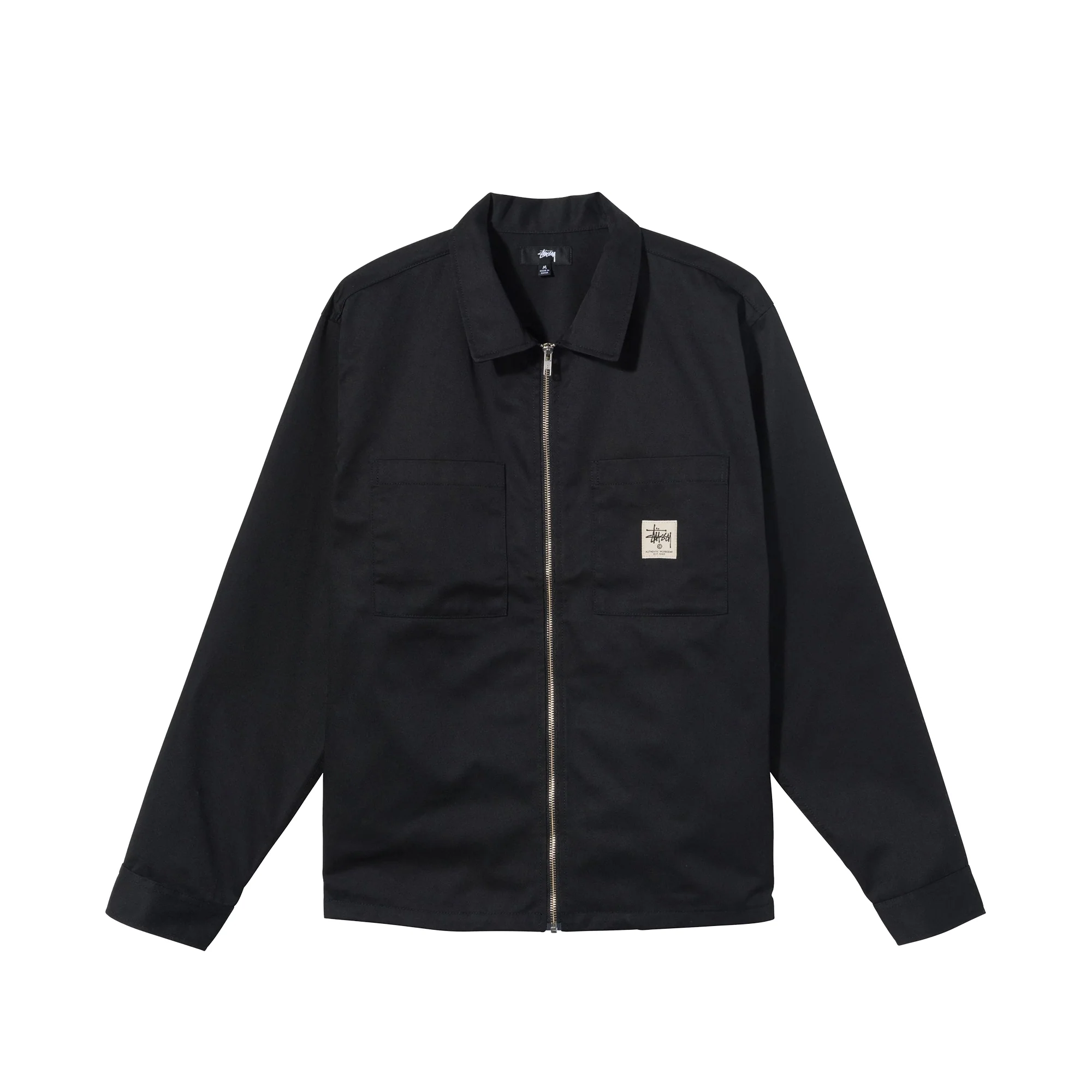Stussy Mens Zip Up Work LS Shirt 'Black'