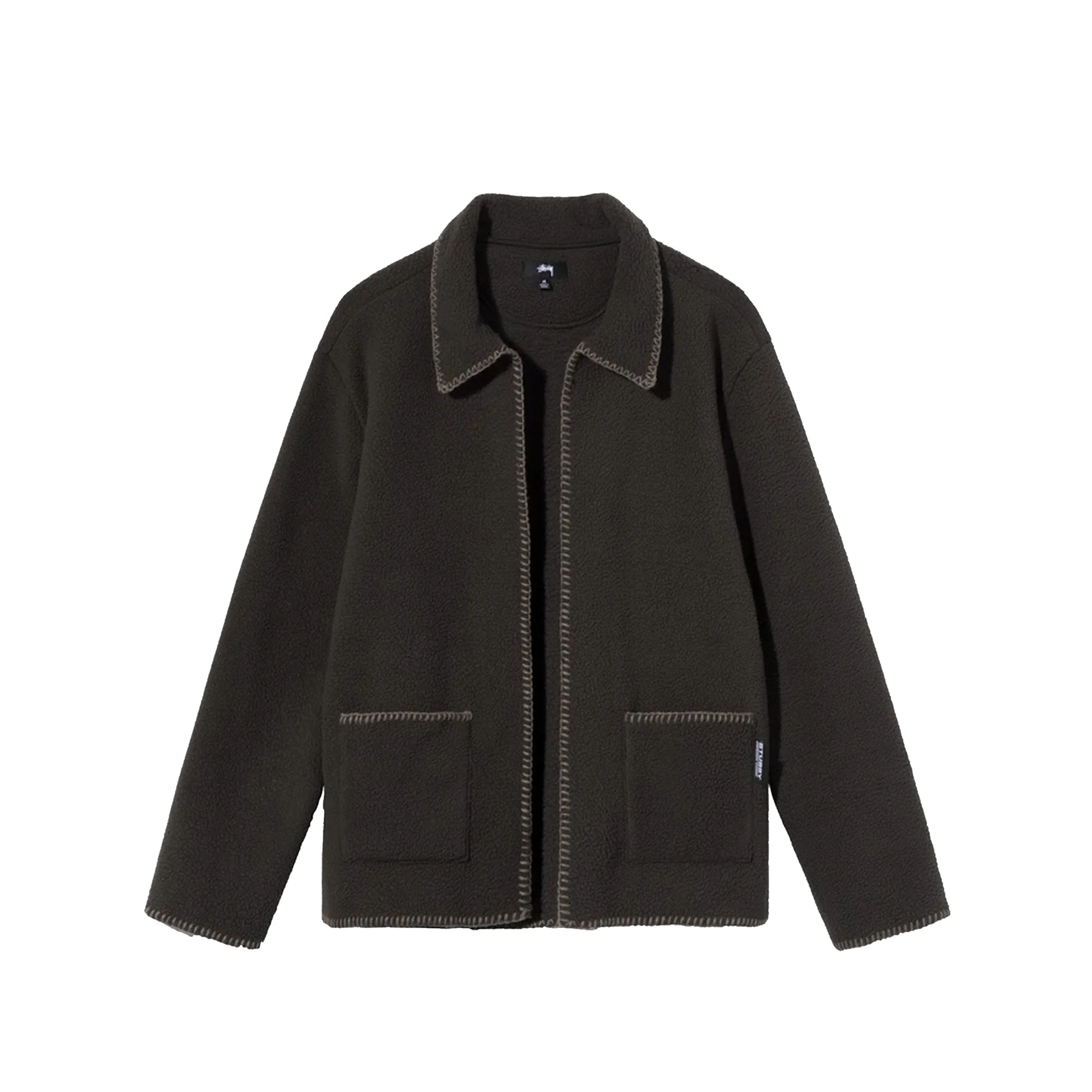 Stussy Mens Woodsy Blanket Stitch Fleece 'Charcoal'
