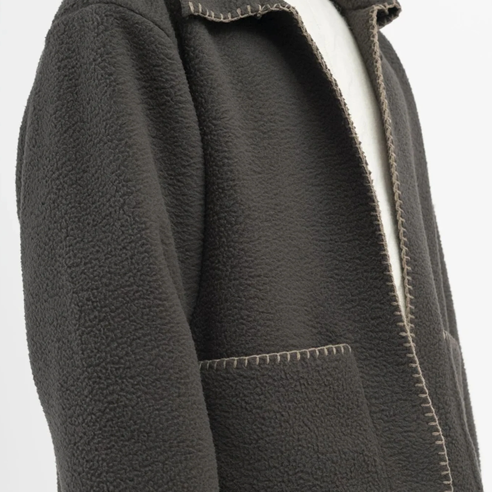 Stussy Mens Woodsy Blanket Stitch Fleece 'Charcoal' - Image 3