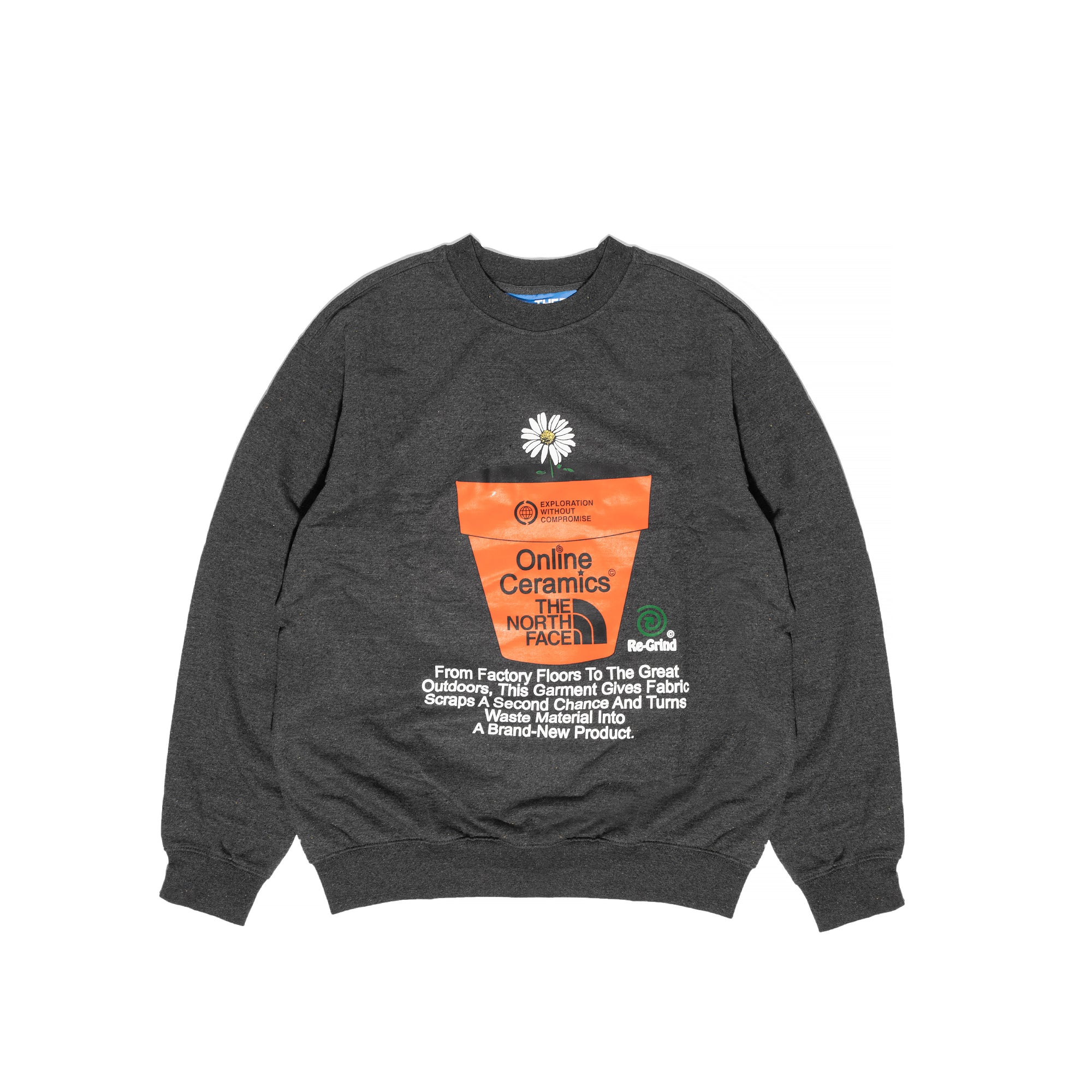 The North Face X Online Ceramics Mens Graphic Crew Sweatshirt Black Regrind