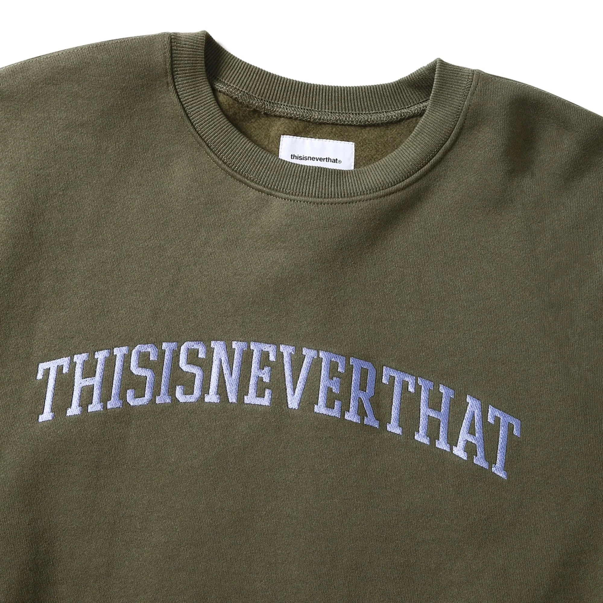 THISISNEVERTHAT Mens Arch-logo Crewneck 'Olive' - Image 3