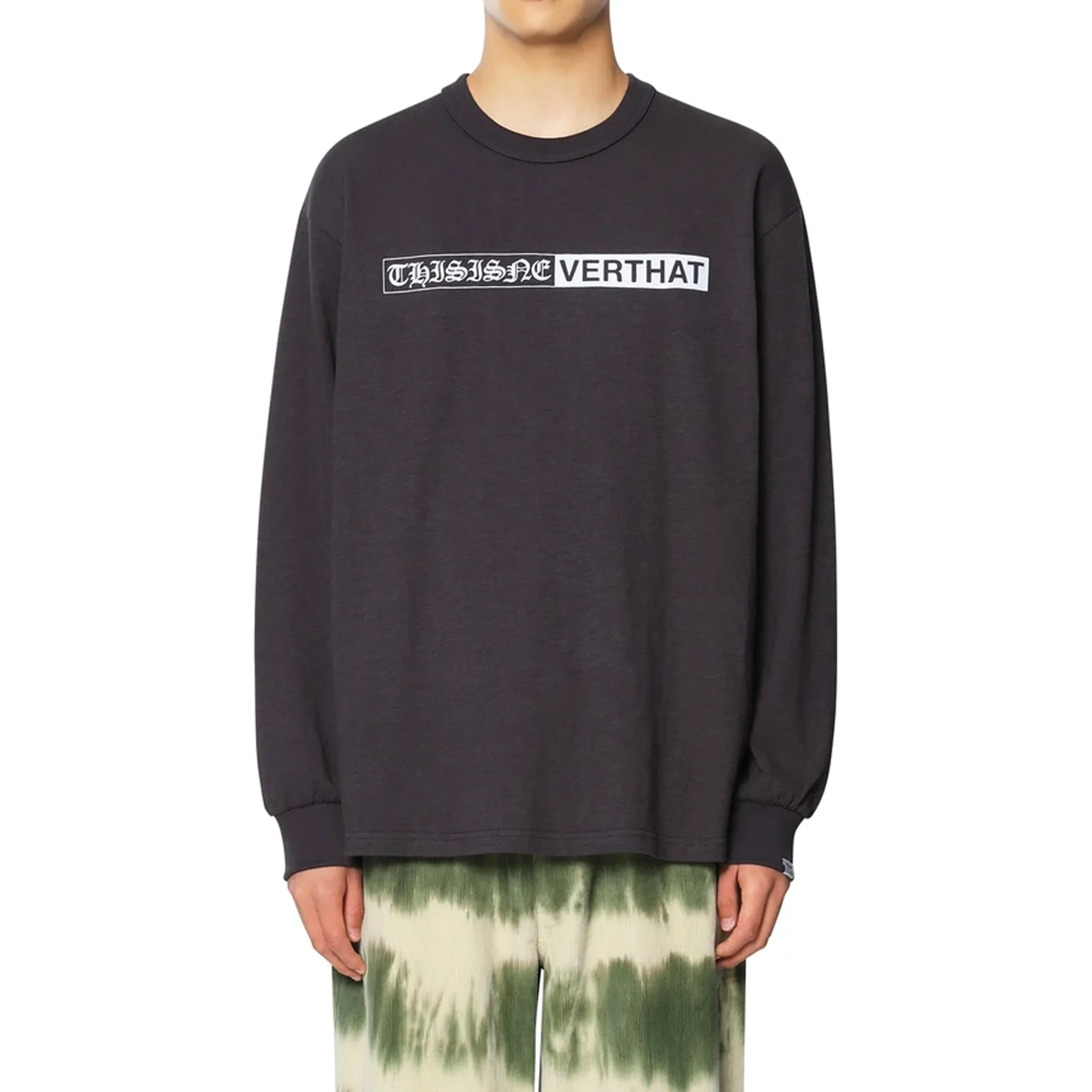 THISISNEVERTHAT Mens Half Old English L/S Tee 'Charcoal' - Image 4