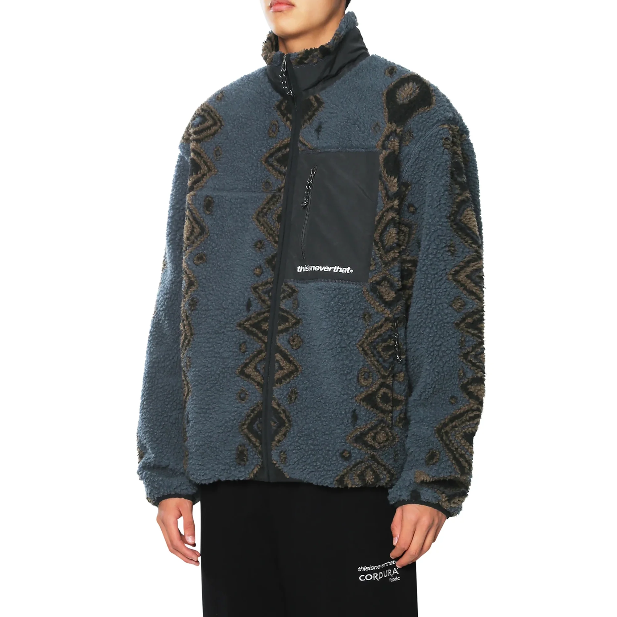 THISISNEVERTHAT Mens Sherpa Fleece Jacket 'Navy' - Image 4