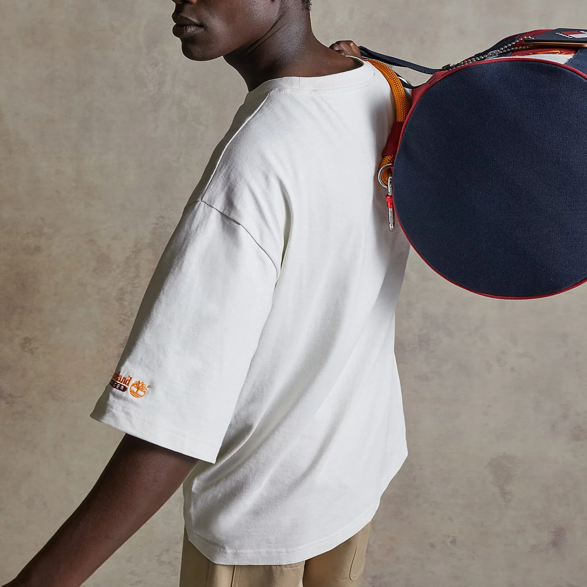 Tommy Hilfiger x Timberland Mens RM Flag SS T-Shirt 'Ivory' - Image 2