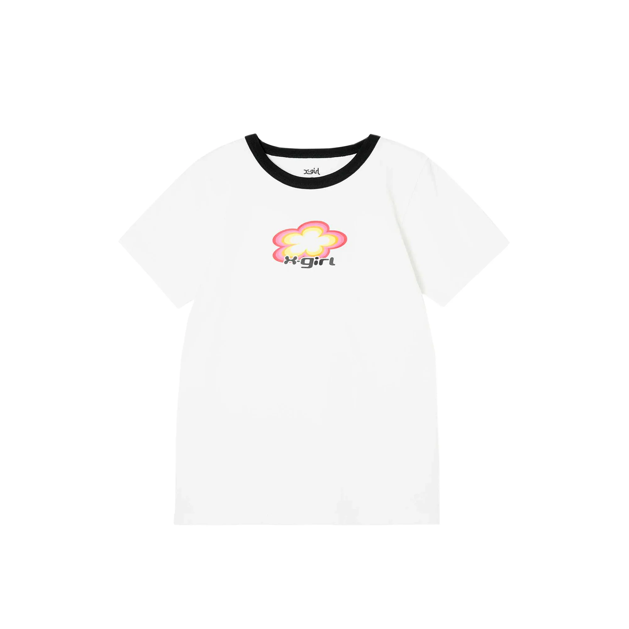 X-Girl Womens Flower Logo Ringer Classic SS Tee